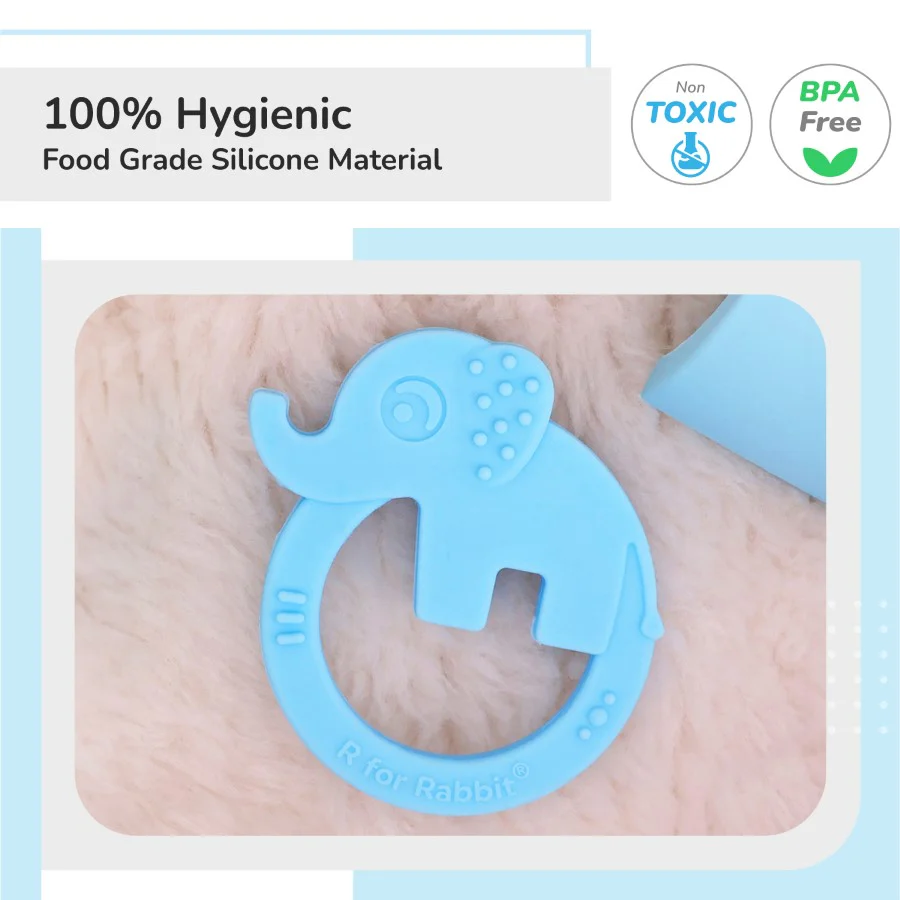 Tiny Bites Zoobie Baby Silicone Teethers Pack of 1 Crocodile, Rabbit, and Elephant - Image 2