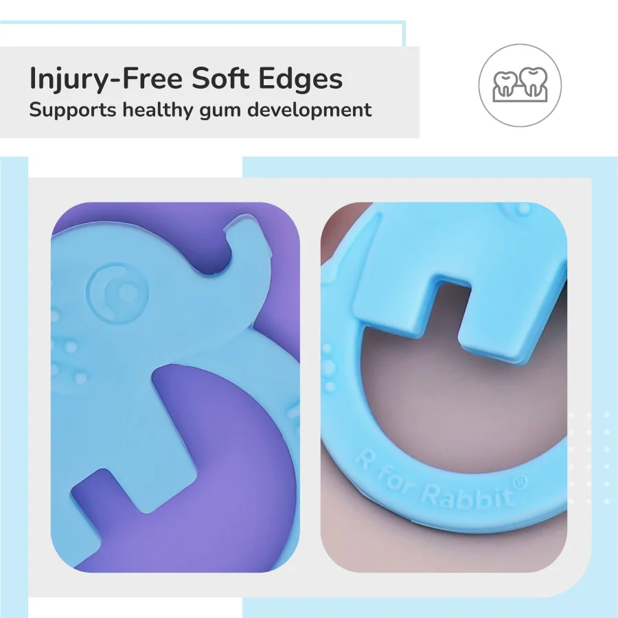 Tiny Bites Zoobie Baby Silicone Teethers Pack of 1 Crocodile, Rabbit, and Elephant - Image 4