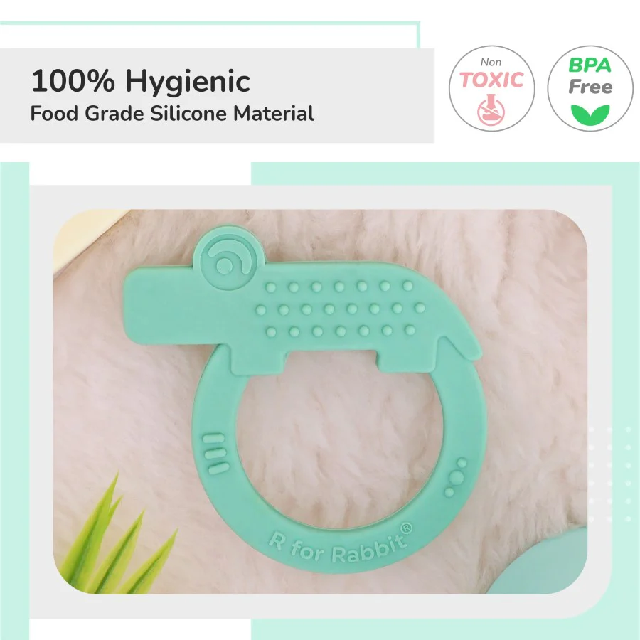 Tiny Bites Zoobie Baby Silicone Teethers Pack of 1 Crocodile, Rabbit, and Elephant - Image 8