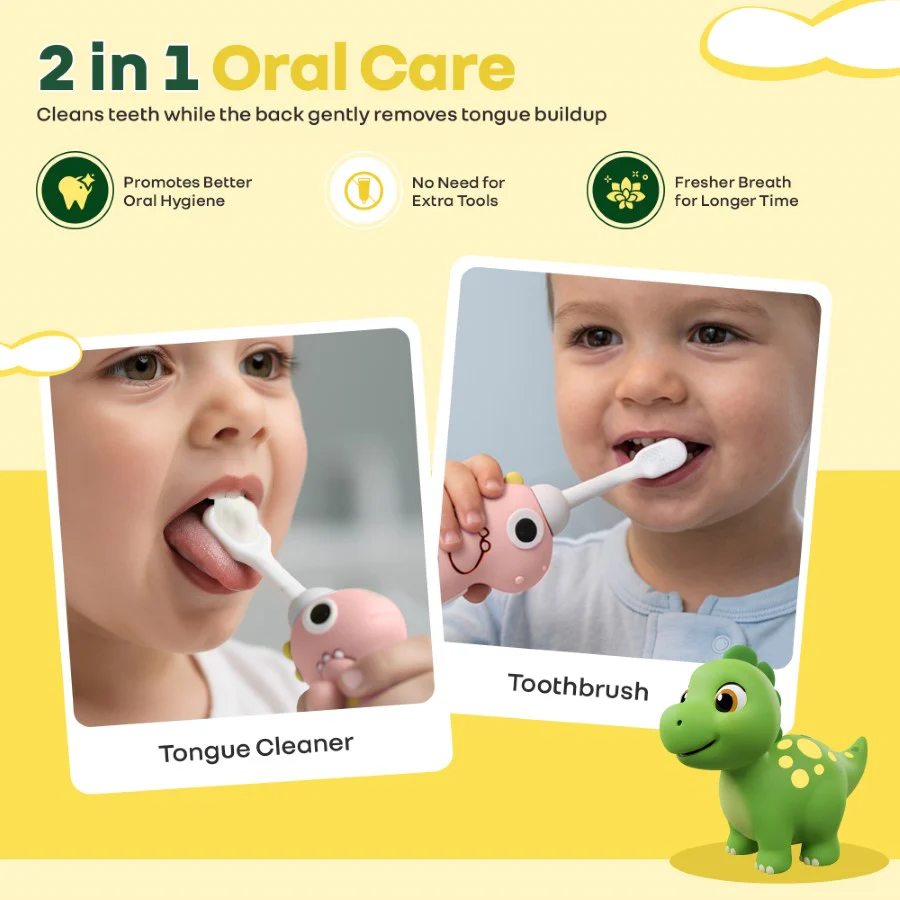 Tiny Smiles Dino, Ultra Soft Kids Toothbrush for Gentle Oral Care, BPA Free, 2+ Years - Image 12