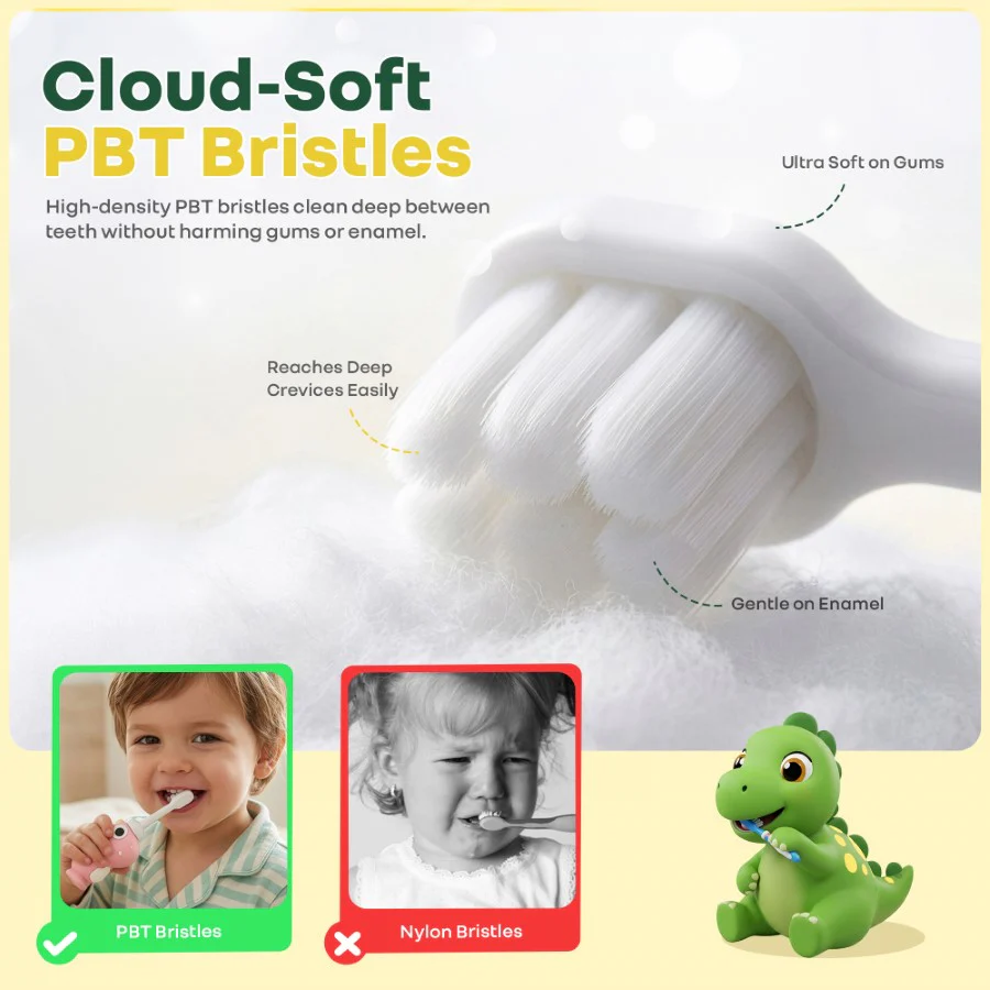Tiny Smiles Dino, Ultra Soft Kids Toothbrush for Gentle Oral Care, BPA Free, 2+ Years - Image 13