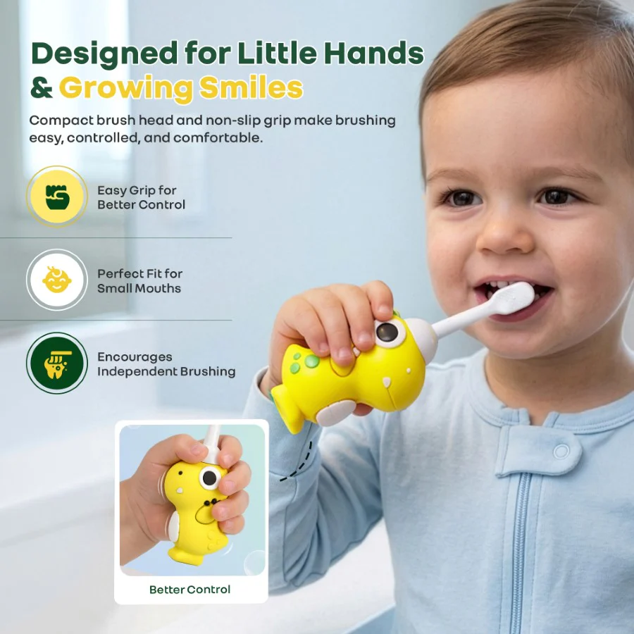 Tiny Smiles Dino, Ultra Soft Kids Toothbrush for Gentle Oral Care, BPA Free, 2+ Years - Image 23