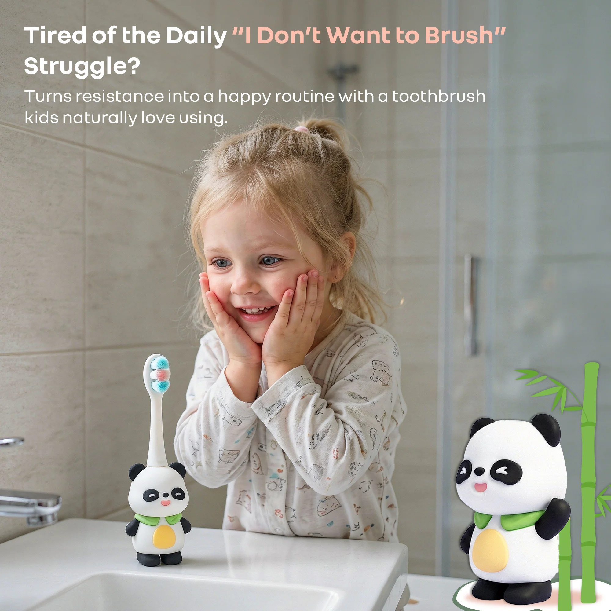 Tiny Smiles Panda Kids Toothbrush, Ultra Soft PBT Bristles, BPA Free, Self-Standing with Travel Case - Image 10