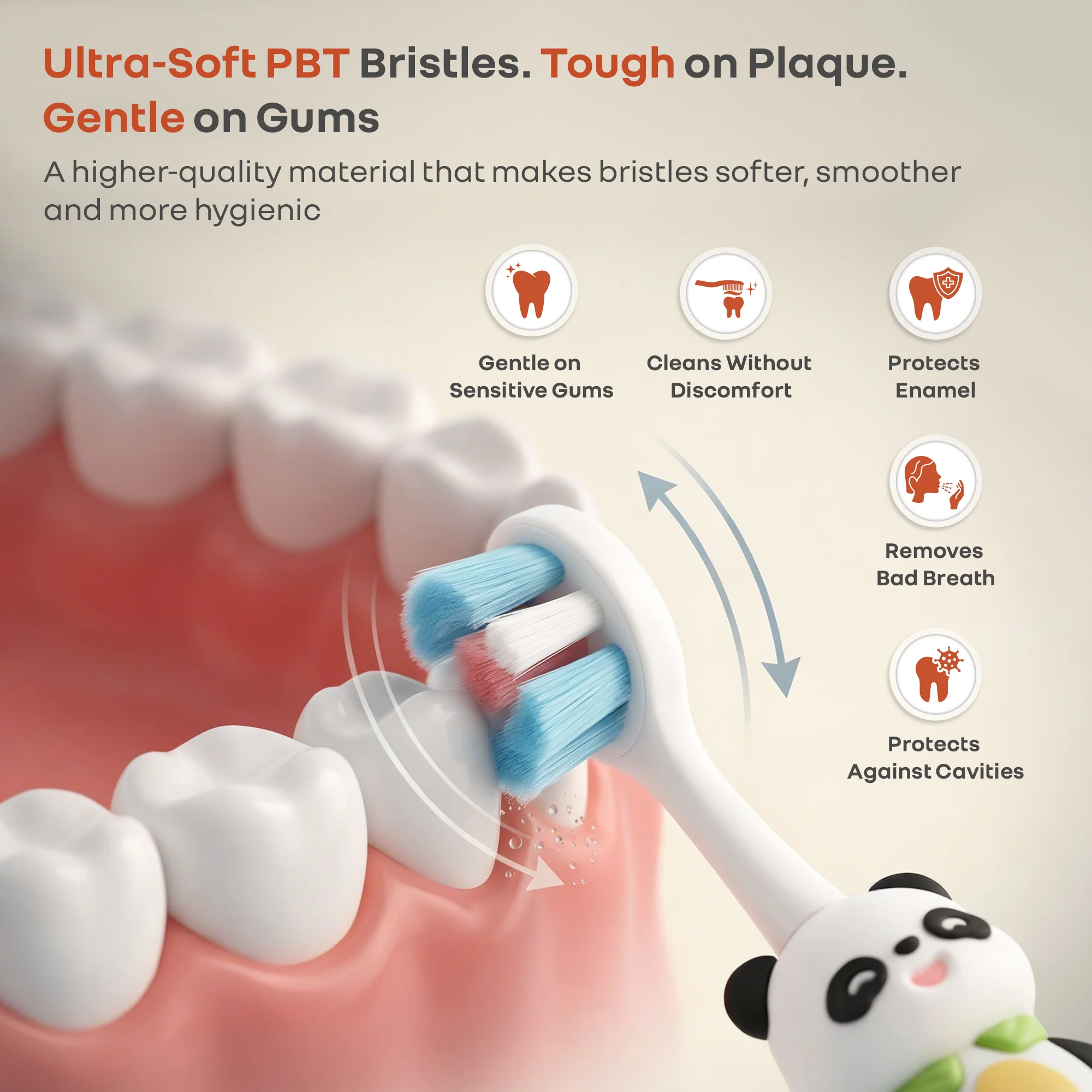 Tiny Smiles Panda Kids Toothbrush, Ultra Soft PBT Bristles, BPA Free, Self-Standing with Travel Case - Image 11