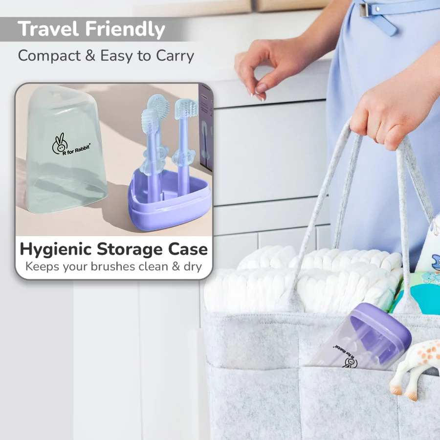 Tiny Smiles Pixie 3-in-1 Baby Toothbrush Set BPA-Free Silicone with Gum Massager, U-Shape & Toddler Brush - Image 13