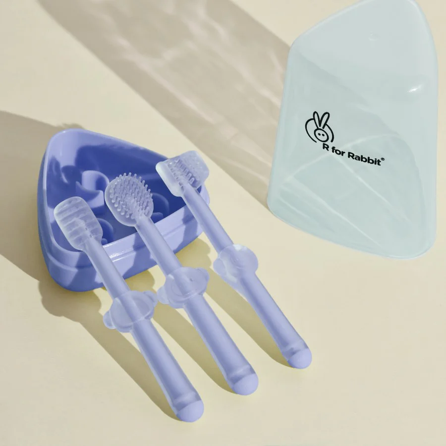 Tiny Smiles Pixie 3-in-1 Baby Toothbrush Set BPA-Free Silicone with Gum Massager, U-Shape & Toddler Brush - Image 9