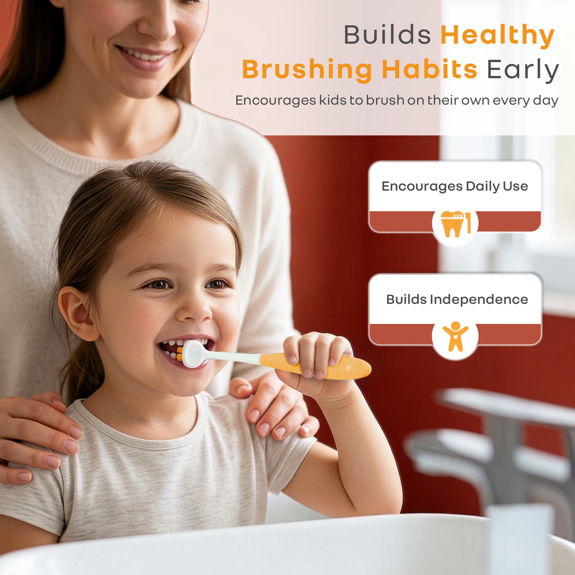 Tiny Smiles Poppins Kids Toothbrush, 3-Sided 360° Cleaning, Ultra Soft PBT Bristles - Image 13