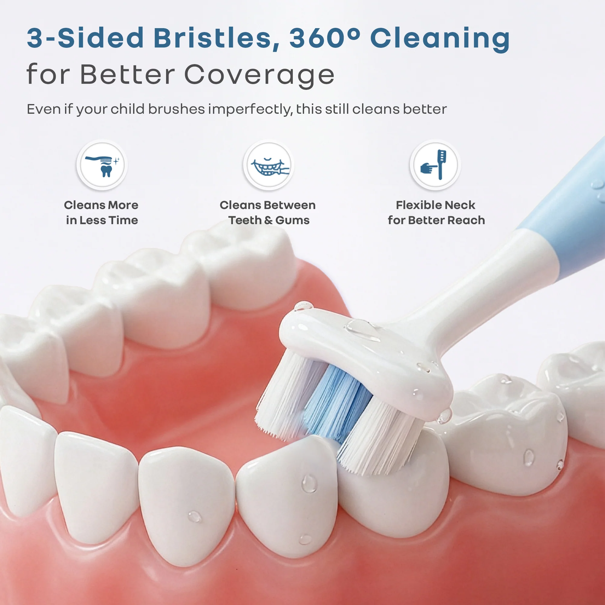 Tiny Smiles Poppins Kids Toothbrush, 3-Sided 360° Cleaning, Ultra Soft PBT Bristles - Image 18
