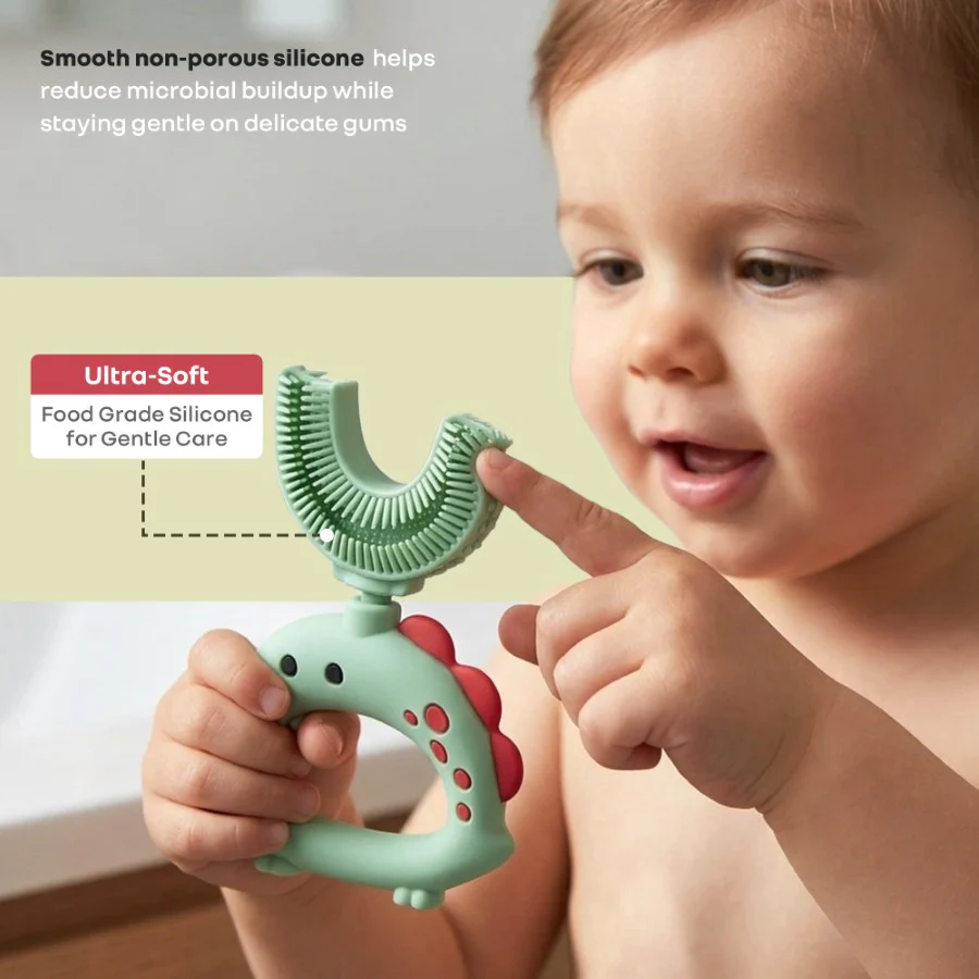 Tiny Smiles U Brush for Kids 2-5 Years, 360° U Shape Cleaning, Ultra Soft Silicone Bristles - Image 11