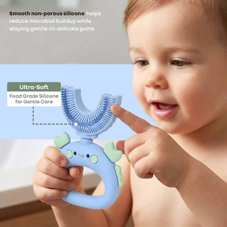 Tiny Smiles U Brush for Kids 2-5 Years, 360° U Shape Cleaning, Ultra Soft Silicone Bristles - Image 3