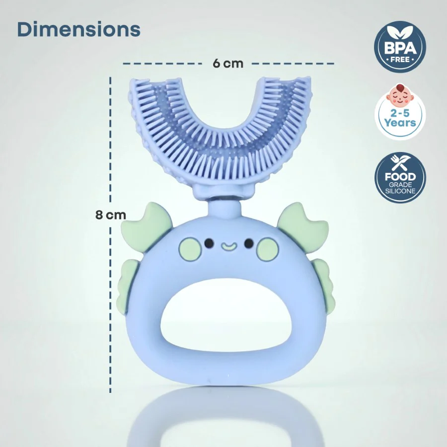 Tiny Smiles U Brush for Kids 2-5 Years, 360° U Shape Cleaning, Ultra Soft Silicone Bristles - Image 8