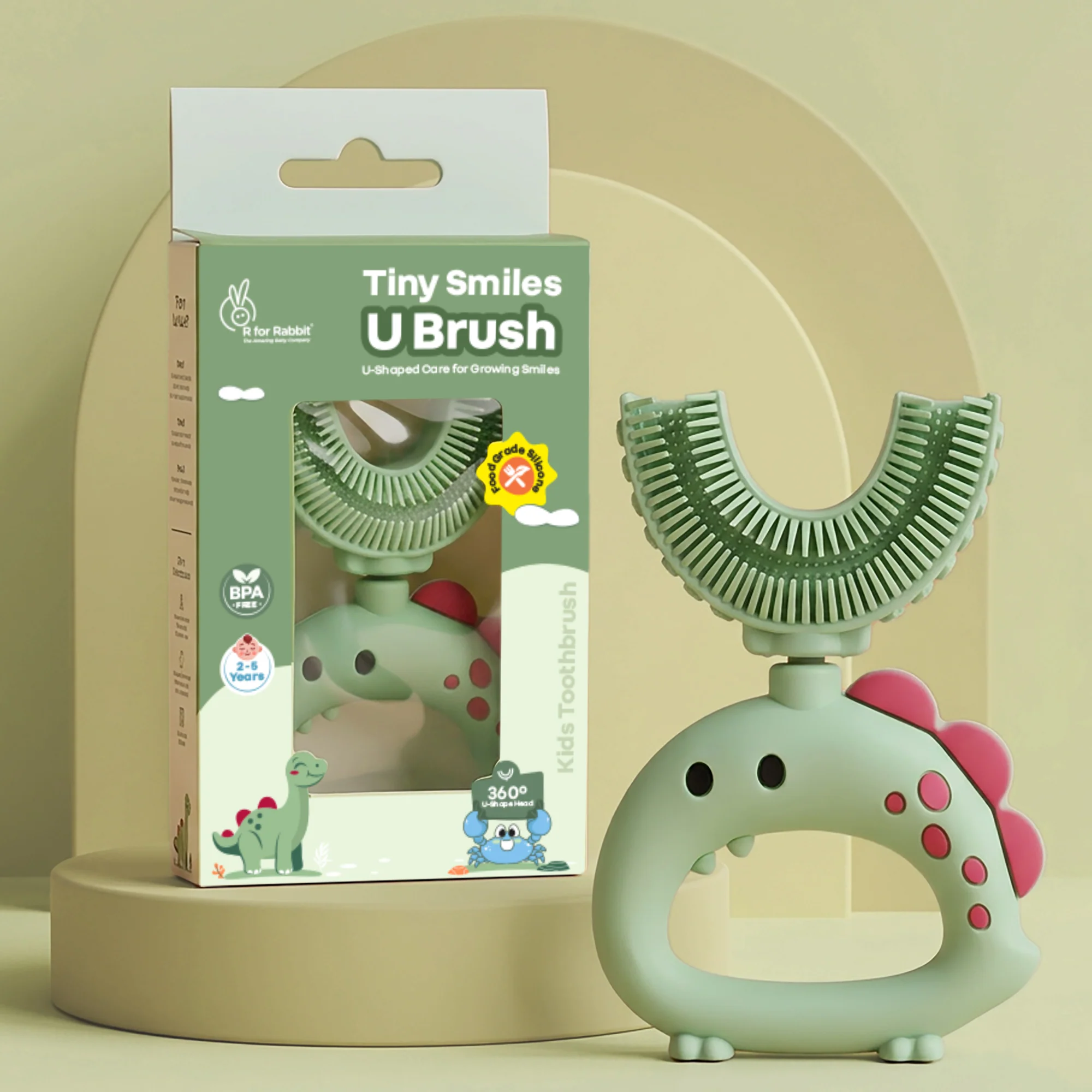Tiny Smiles U Brush for Kids 2-5 Years, 360° U Shape Cleaning, Ultra Soft Silicone Bristles - Image 9
