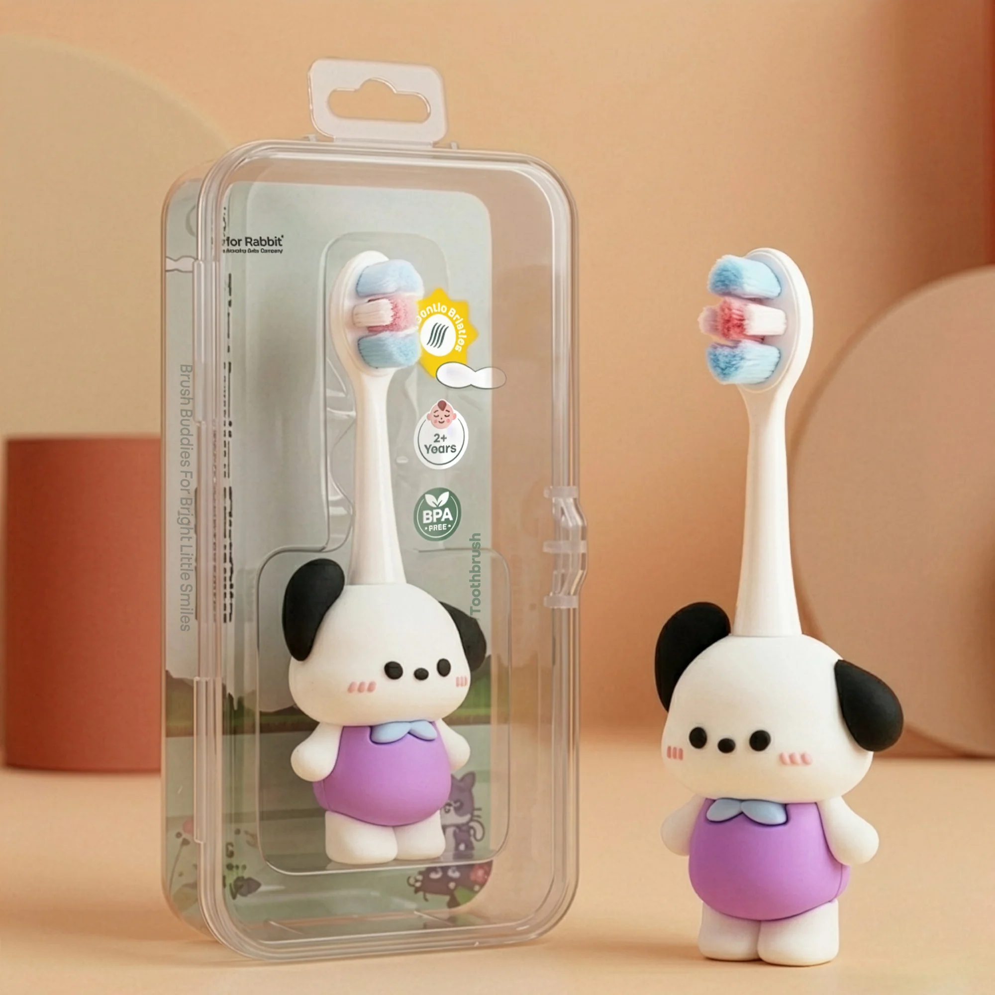 Tiny Smiles Zoobie Kids Toothbrush 2+ Years, Ultra Soft PBT Bristles, Self Standing Animal Design - Image 10