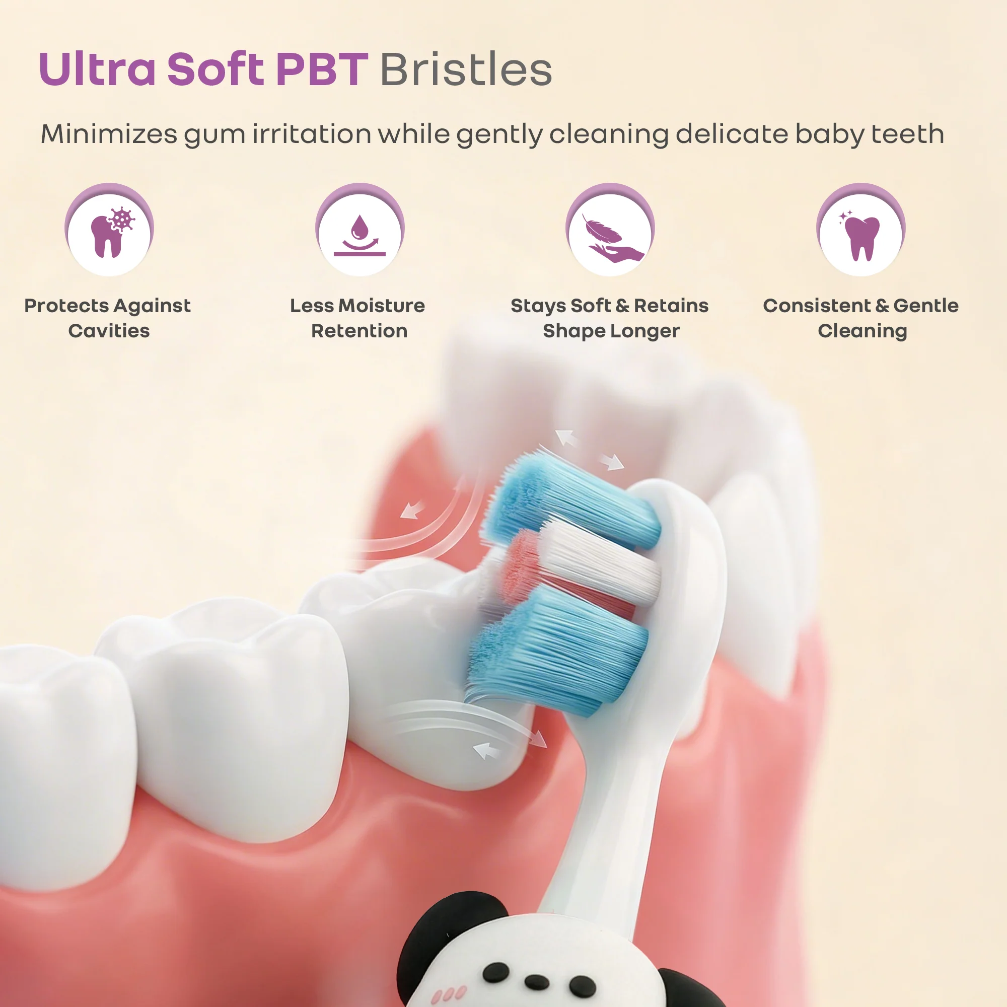 Tiny Smiles Zoobie Kids Toothbrush 2+ Years, Ultra Soft PBT Bristles, Self Standing Animal Design - Image 11