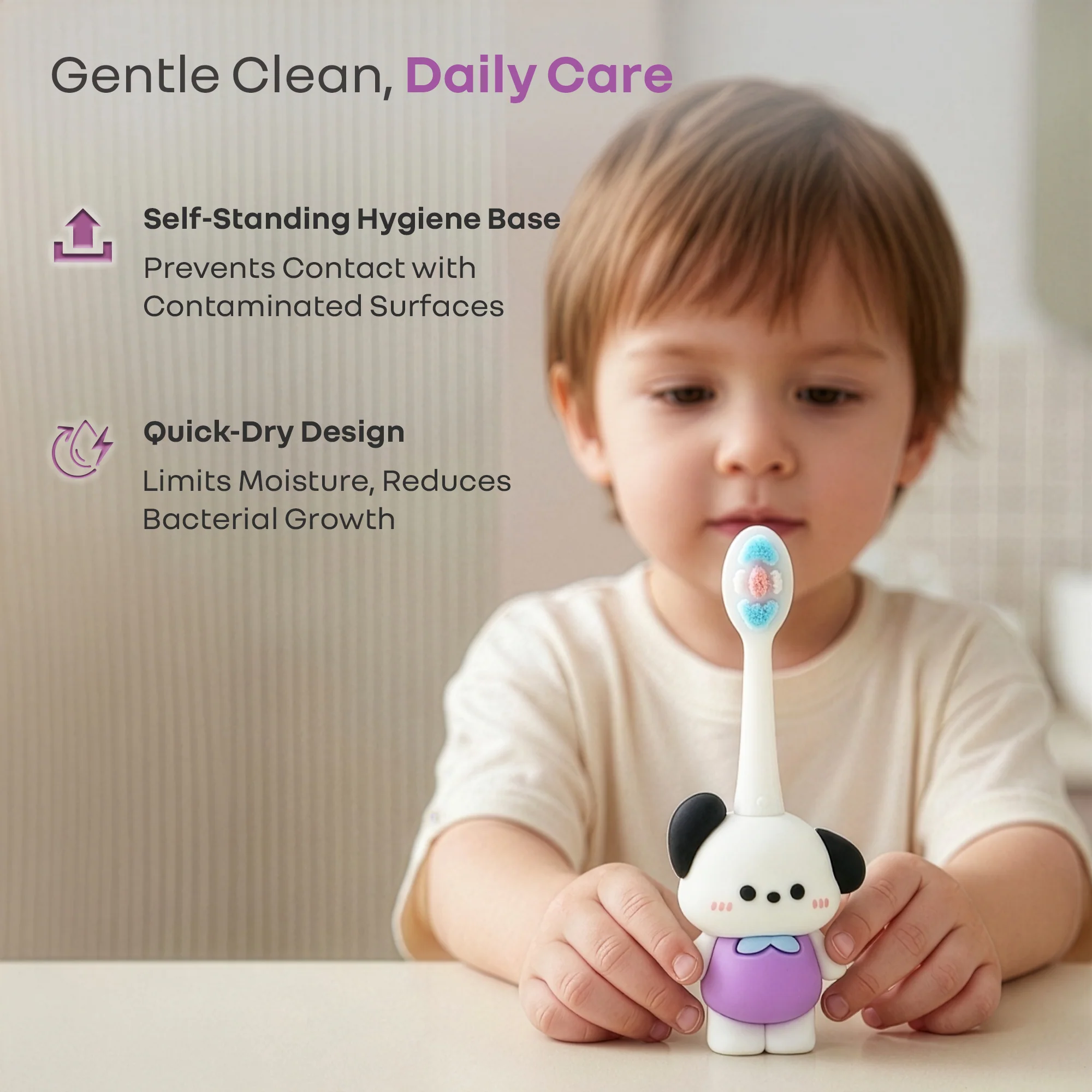 Tiny Smiles Zoobie Kids Toothbrush 2+ Years, Ultra Soft PBT Bristles, Self Standing Animal Design - Image 14