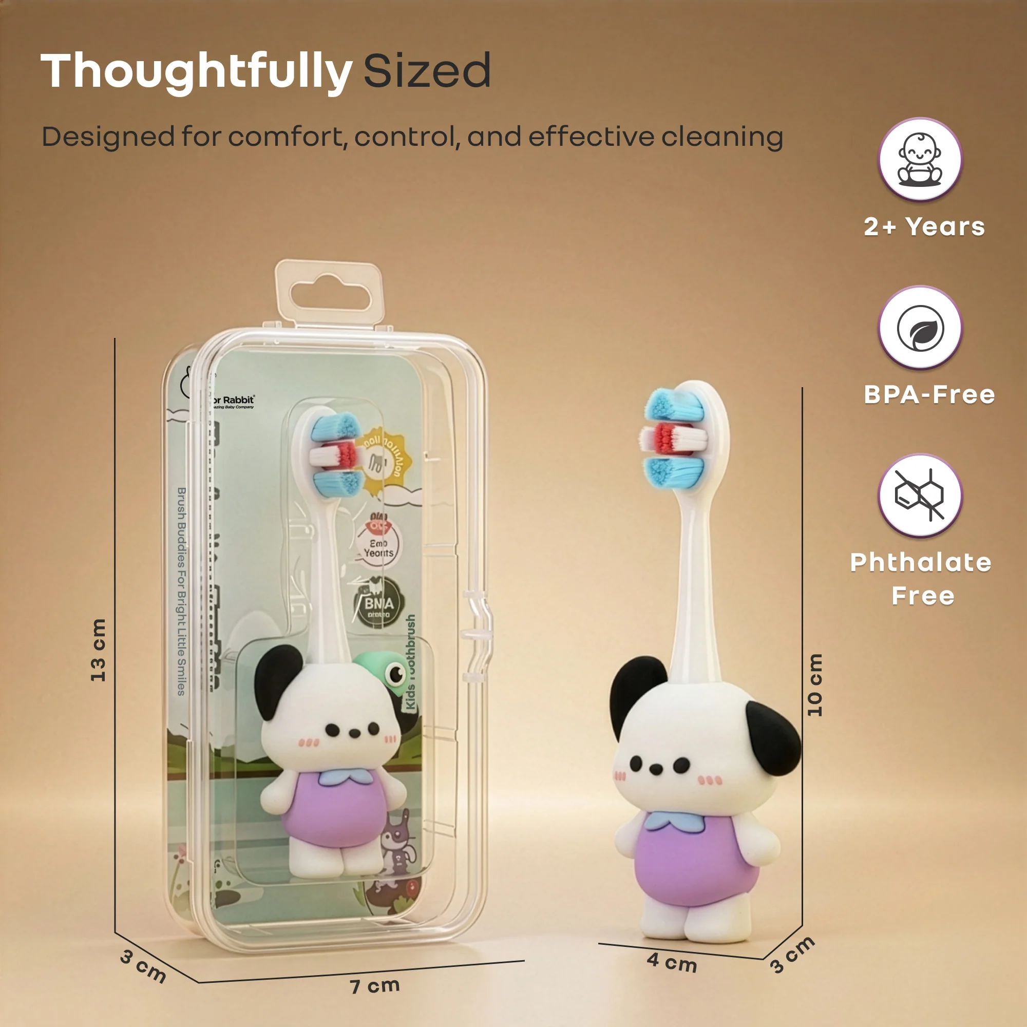 Tiny Smiles Zoobie Kids Toothbrush 2+ Years, Ultra Soft PBT Bristles, Self Standing Animal Design - Image 18