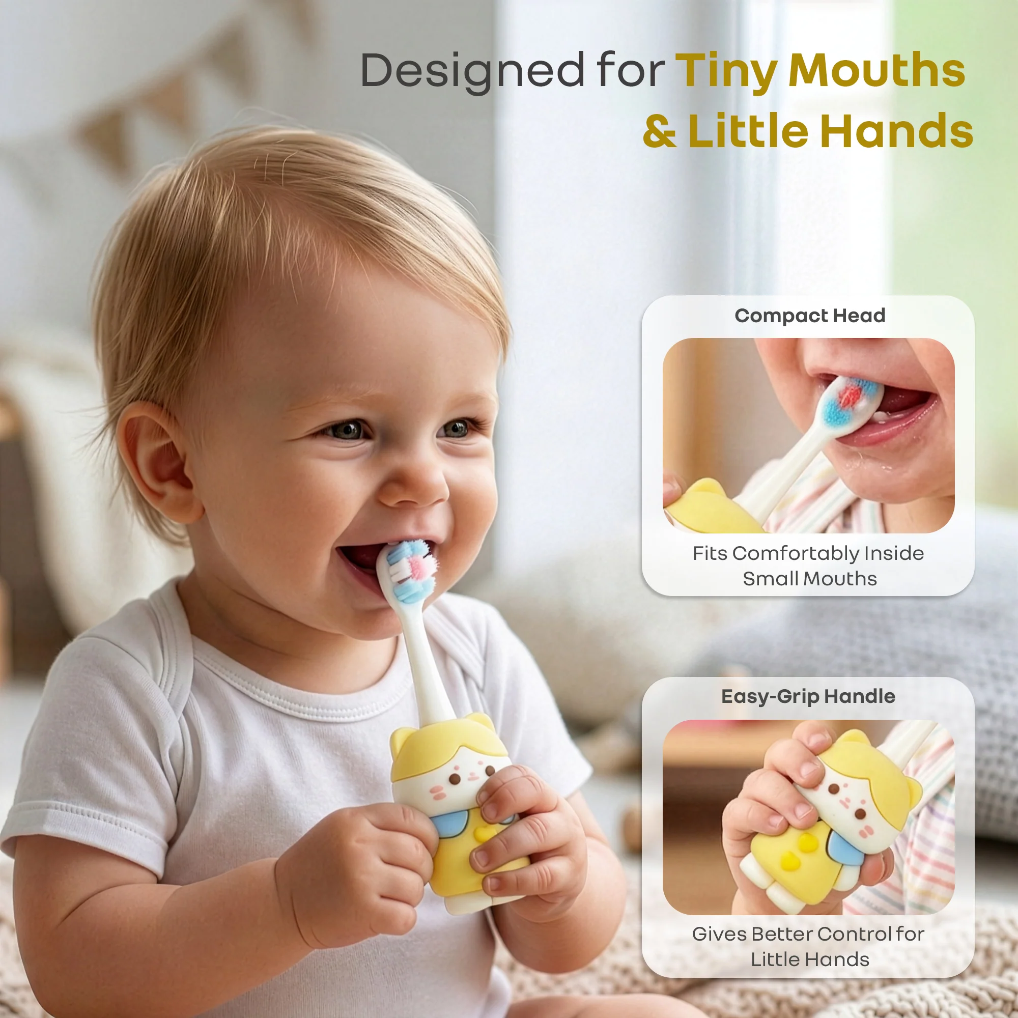 Tiny Smiles Zoobie Kids Toothbrush 2+ Years, Ultra Soft PBT Bristles, Self Standing Animal Design - Image 22