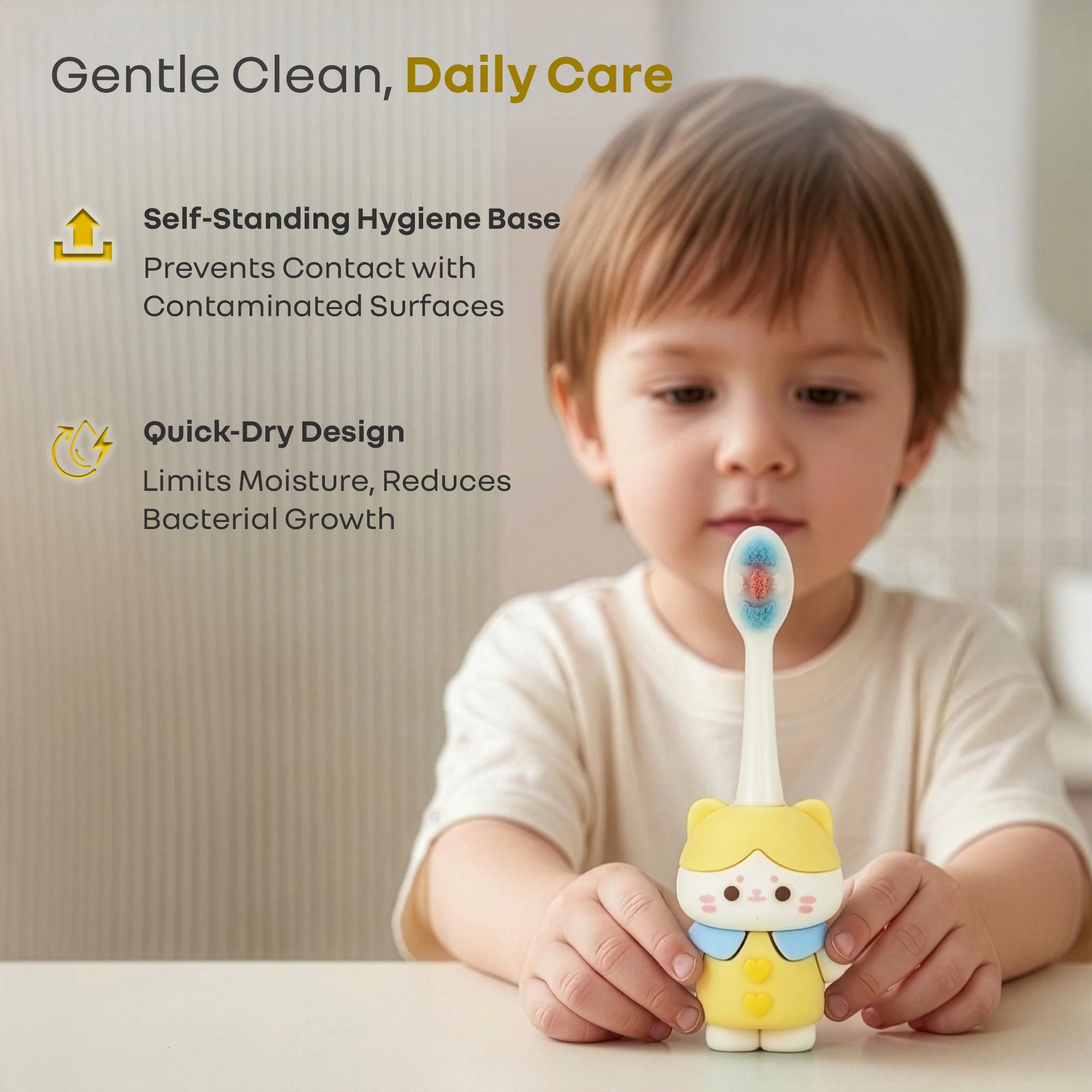 Tiny Smiles Zoobie Kids Toothbrush 2+ Years, Ultra Soft PBT Bristles, Self Standing Animal Design - Image 23