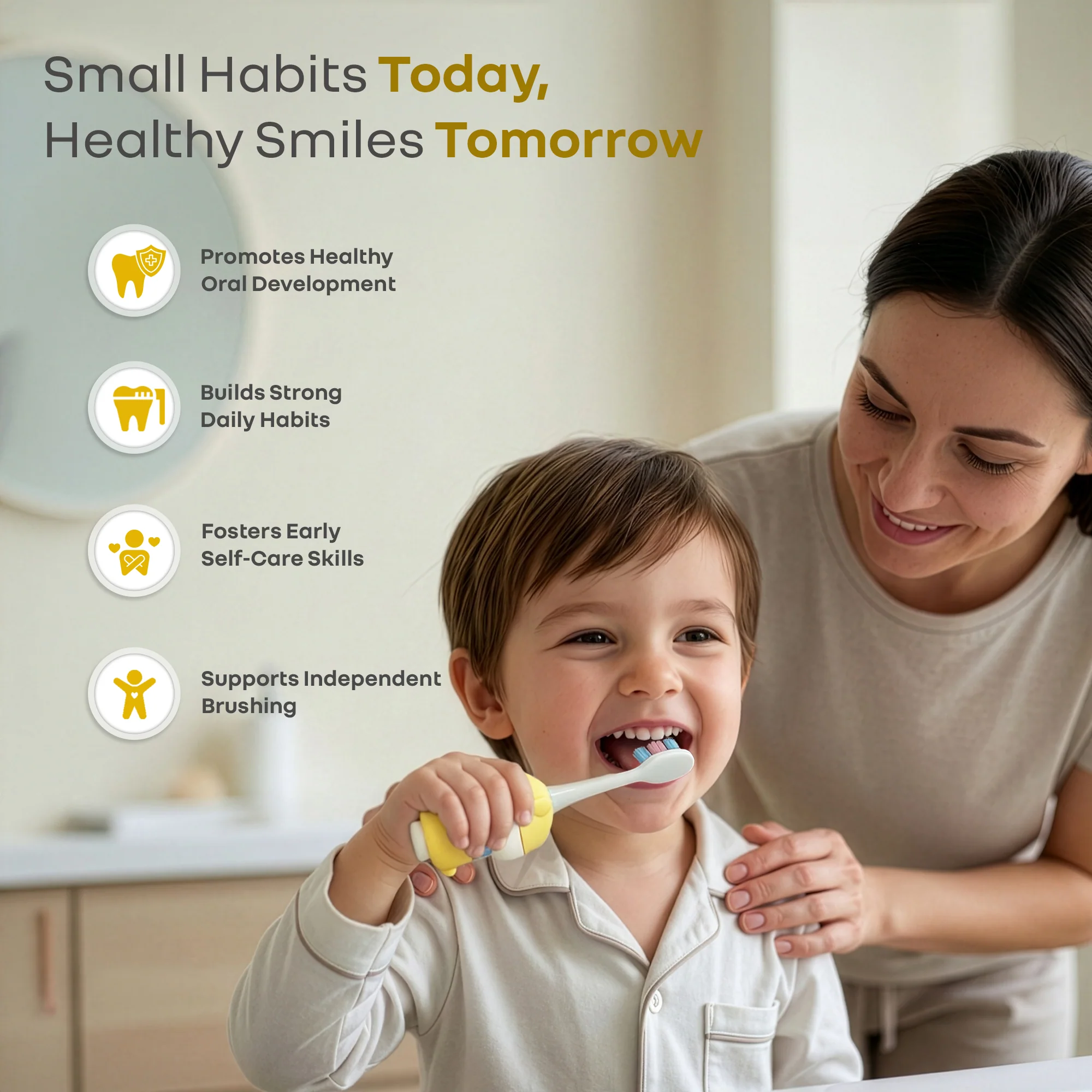 Tiny Smiles Zoobie Kids Toothbrush 2+ Years, Ultra Soft PBT Bristles, Self Standing Animal Design - Image 26