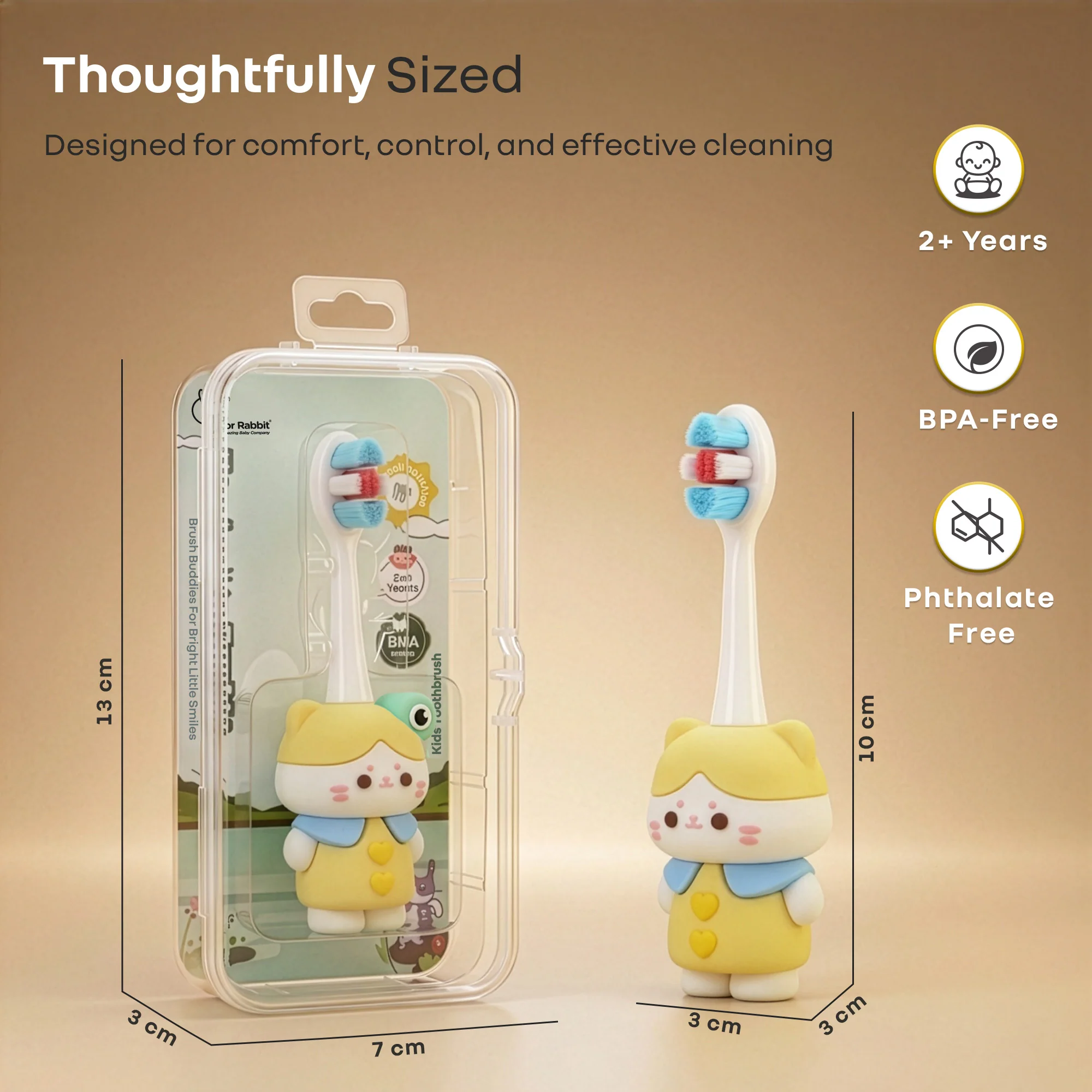 Tiny Smiles Zoobie Kids Toothbrush 2+ Years, Ultra Soft PBT Bristles, Self Standing Animal Design - Image 27