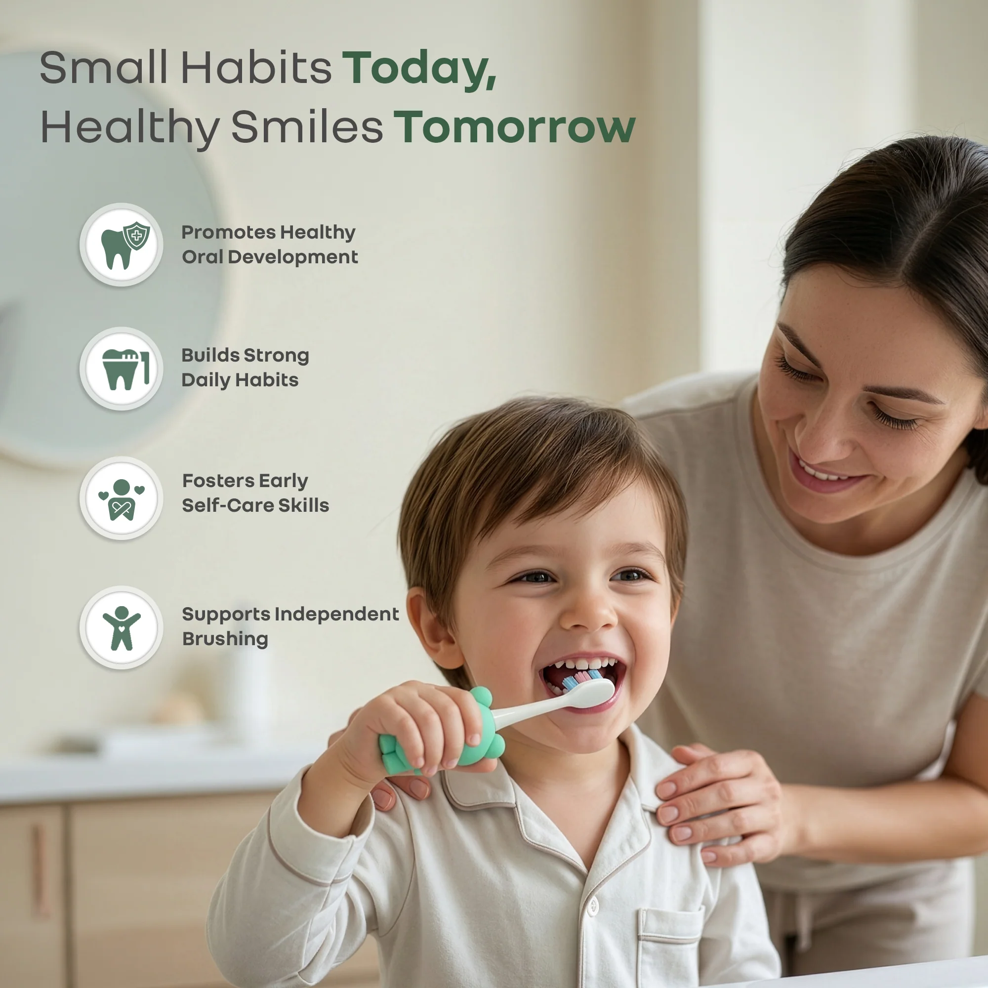 Tiny Smiles Zoobie Kids Toothbrush 2+ Years, Ultra Soft PBT Bristles, Self Standing Animal Design - Image 8
