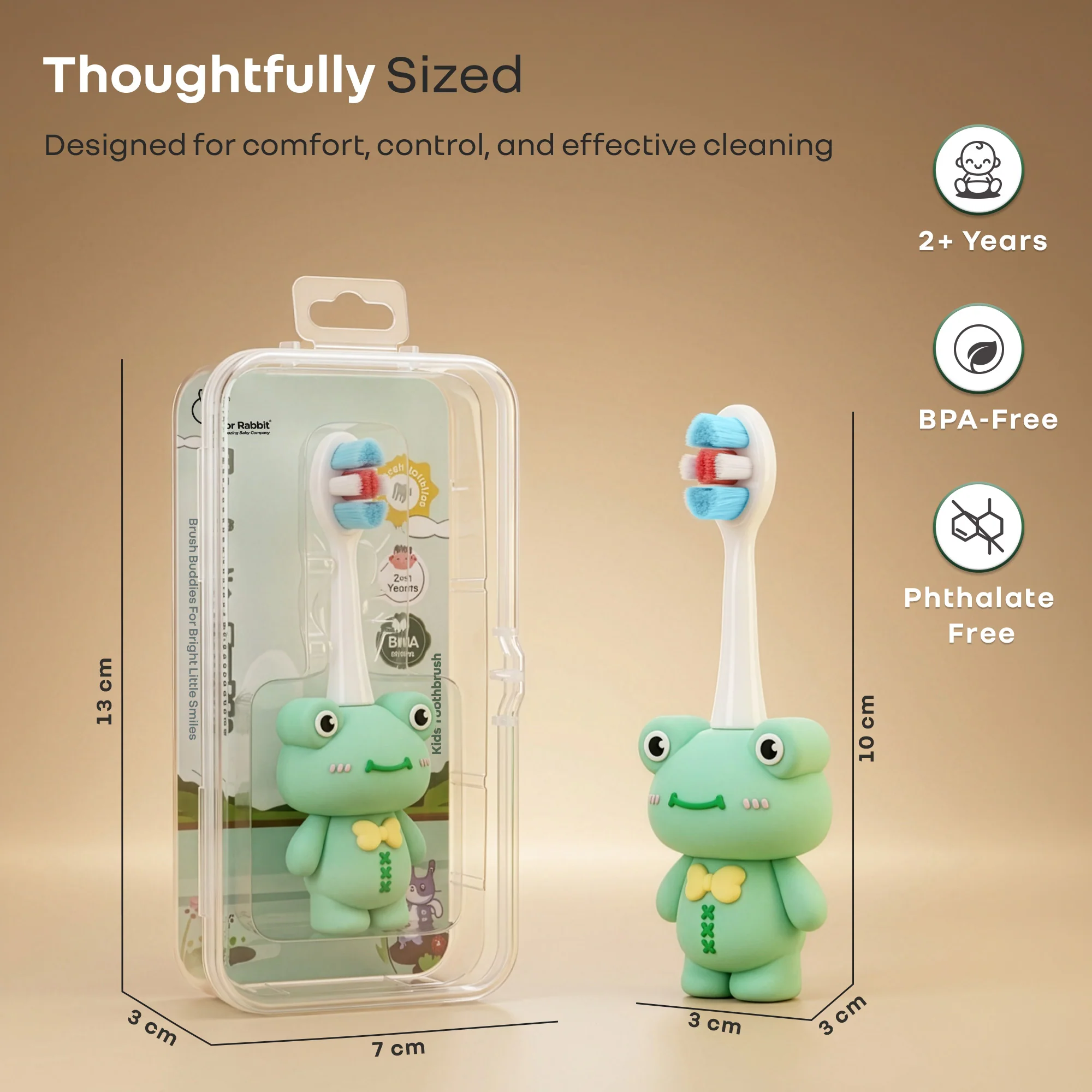 Tiny Smiles Zoobie Kids Toothbrush 2+ Years, Ultra Soft PBT Bristles, Self Standing Animal Design - Image 9