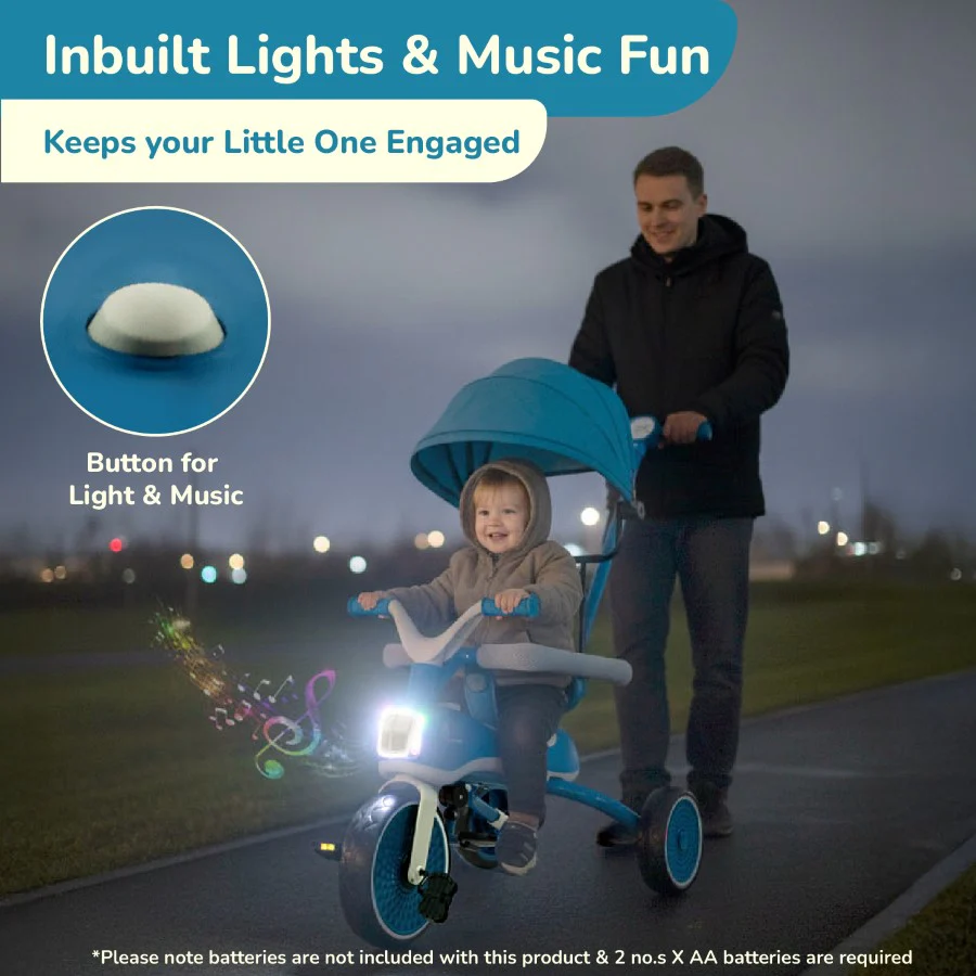 Tiny Toes Karizma - Luxury 3-in-1 Smart Tricycle for Kids 2 to 5 Years with Music & Canopy - Image 10