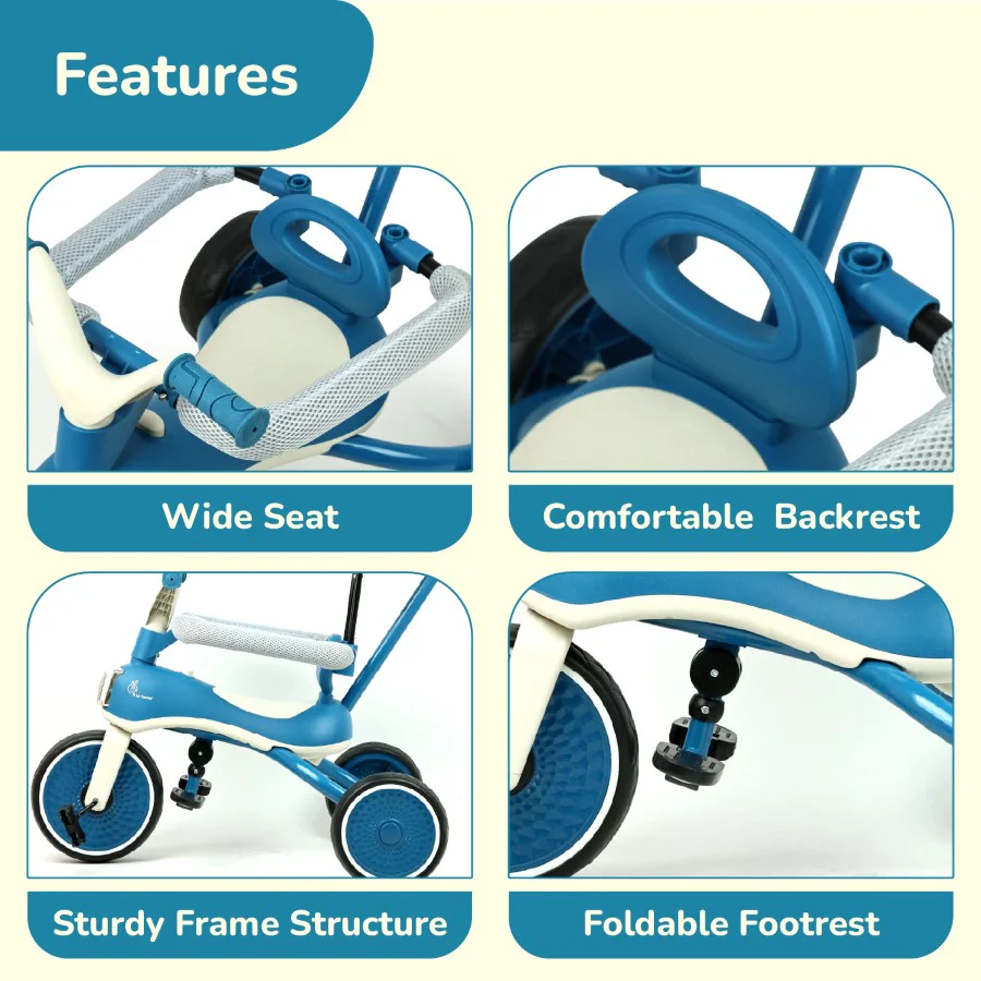 Tiny Toes Karizma - Luxury 3-in-1 Smart Tricycle for Kids 2 to 5 Years with Music & Canopy - Image 12