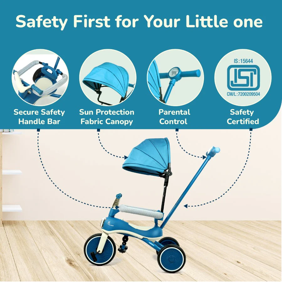 Tiny Toes Karizma - Luxury 3-in-1 Smart Tricycle for Kids 2 to 5 Years with Music & Canopy - Image 14