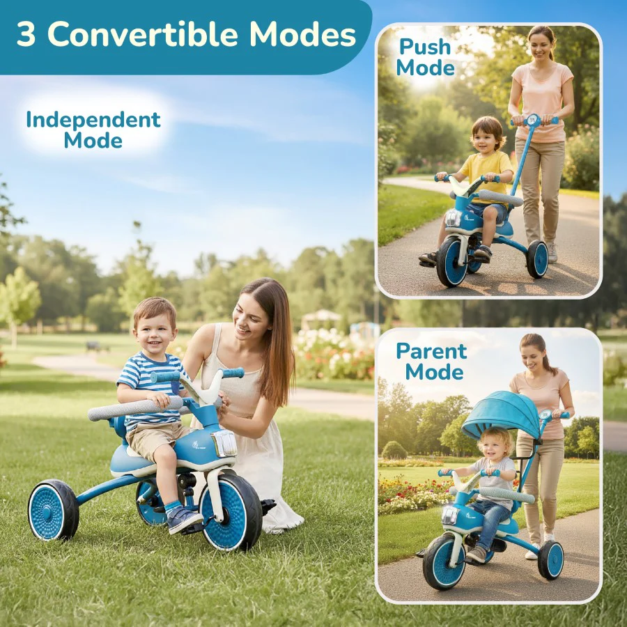 Tiny Toes Karizma - Luxury 3-in-1 Smart Tricycle for Kids 2 to 5 Years with Music & Canopy - Image 15