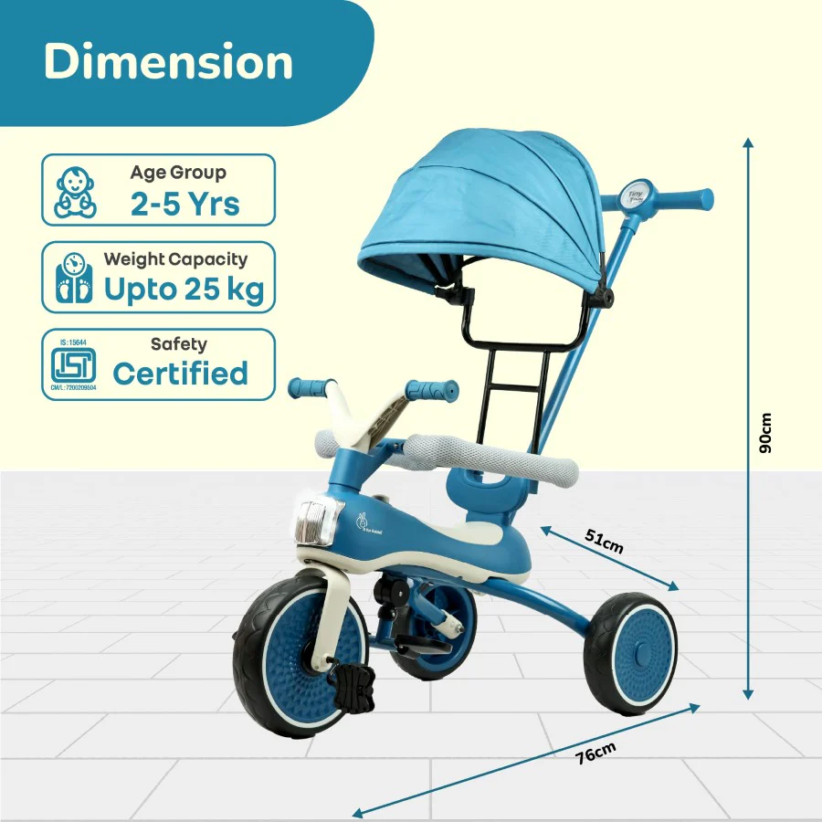 Tiny Toes Karizma - Luxury 3-in-1 Smart Tricycle for Kids 2 to 5 Years with Music & Canopy - Image 16