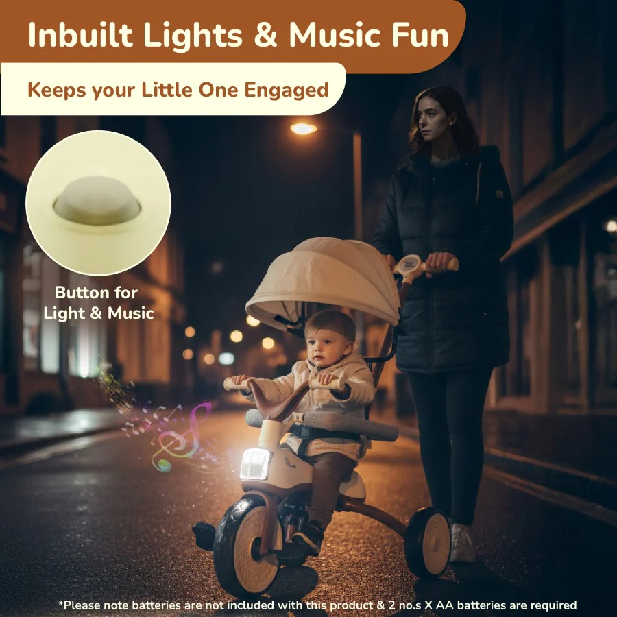 Tiny Toes Karizma - Luxury 3-in-1 Smart Tricycle for Kids 2 to 5 Years with Music & Canopy - Image 18