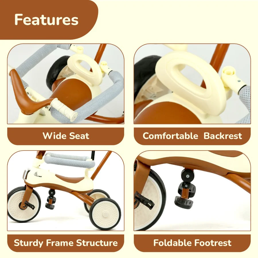 Tiny Toes Karizma - Luxury 3-in-1 Smart Tricycle for Kids 2 to 5 Years with Music & Canopy - Image 20