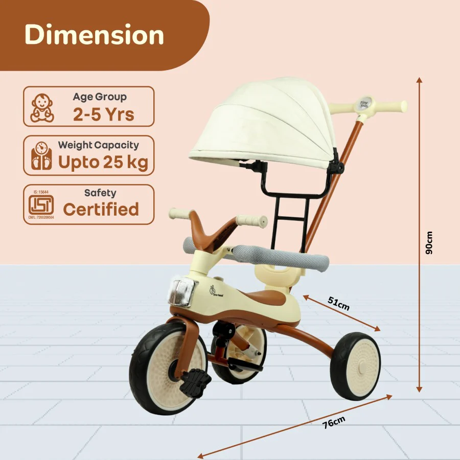 Tiny Toes Karizma - Luxury 3-in-1 Smart Tricycle for Kids 2 to 5 Years with Music & Canopy - Image 24
