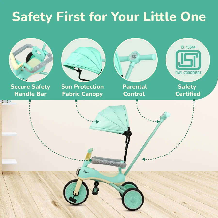 Tiny Toes Karizma - Luxury 3-in-1 Smart Tricycle for Kids 2 to 5 Years with Music & Canopy - Image 6