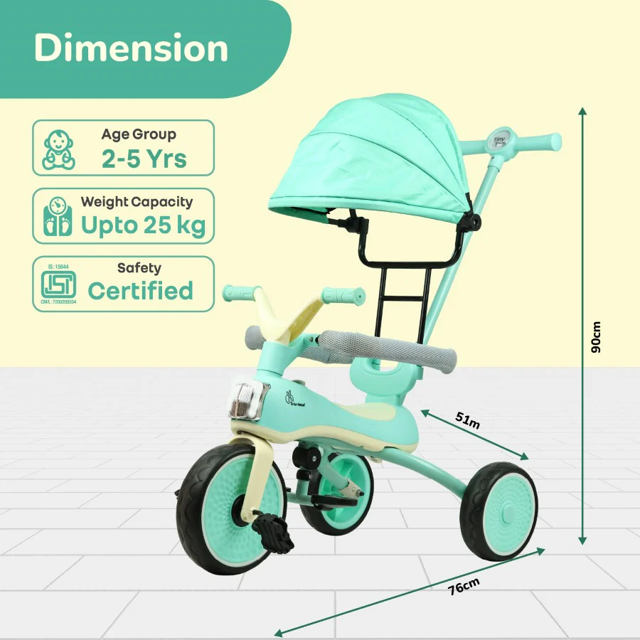 Tiny Toes Karizma - Luxury 3-in-1 Smart Tricycle for Kids 2 to 5 Years with Music & Canopy - Image 8
