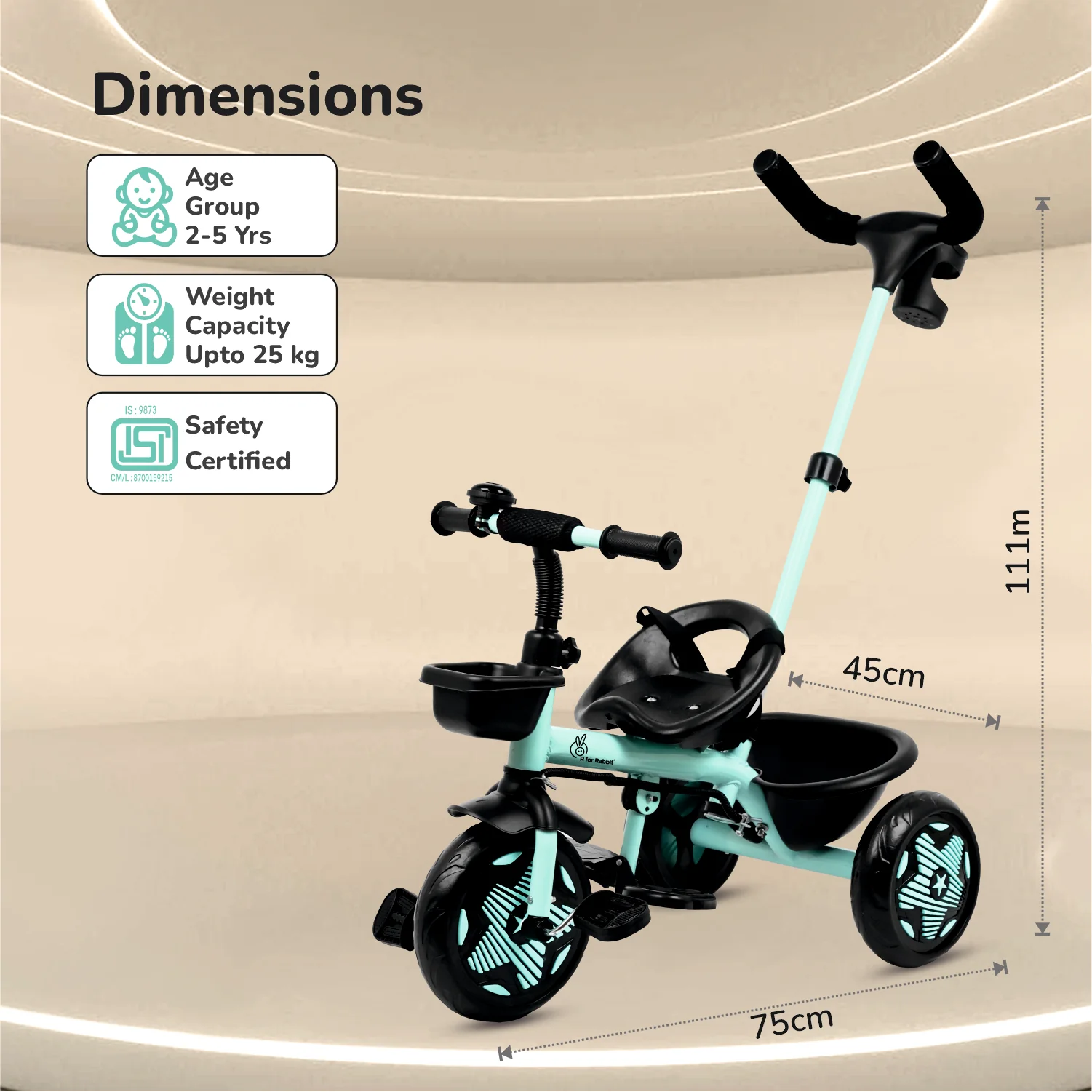 Tiny Toes R20 Ace Baby Tricycle – Smart Plug & Play Trike with Parental Control & EVA Wheels - Image 9