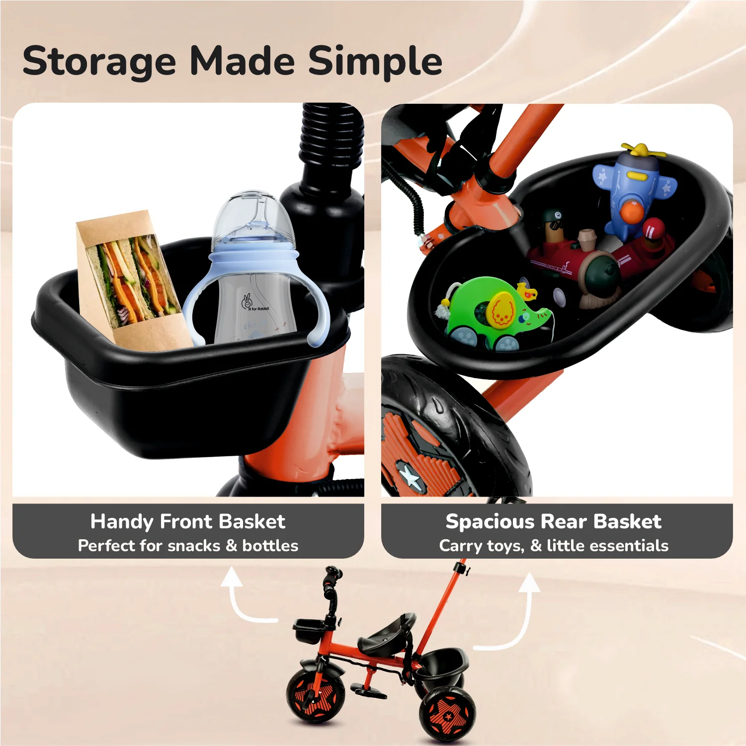 Tiny Toes R20 Ace Baby Tricycle – Smart Plug & Play Trike with Parental Control & EVA Wheels - Image 16