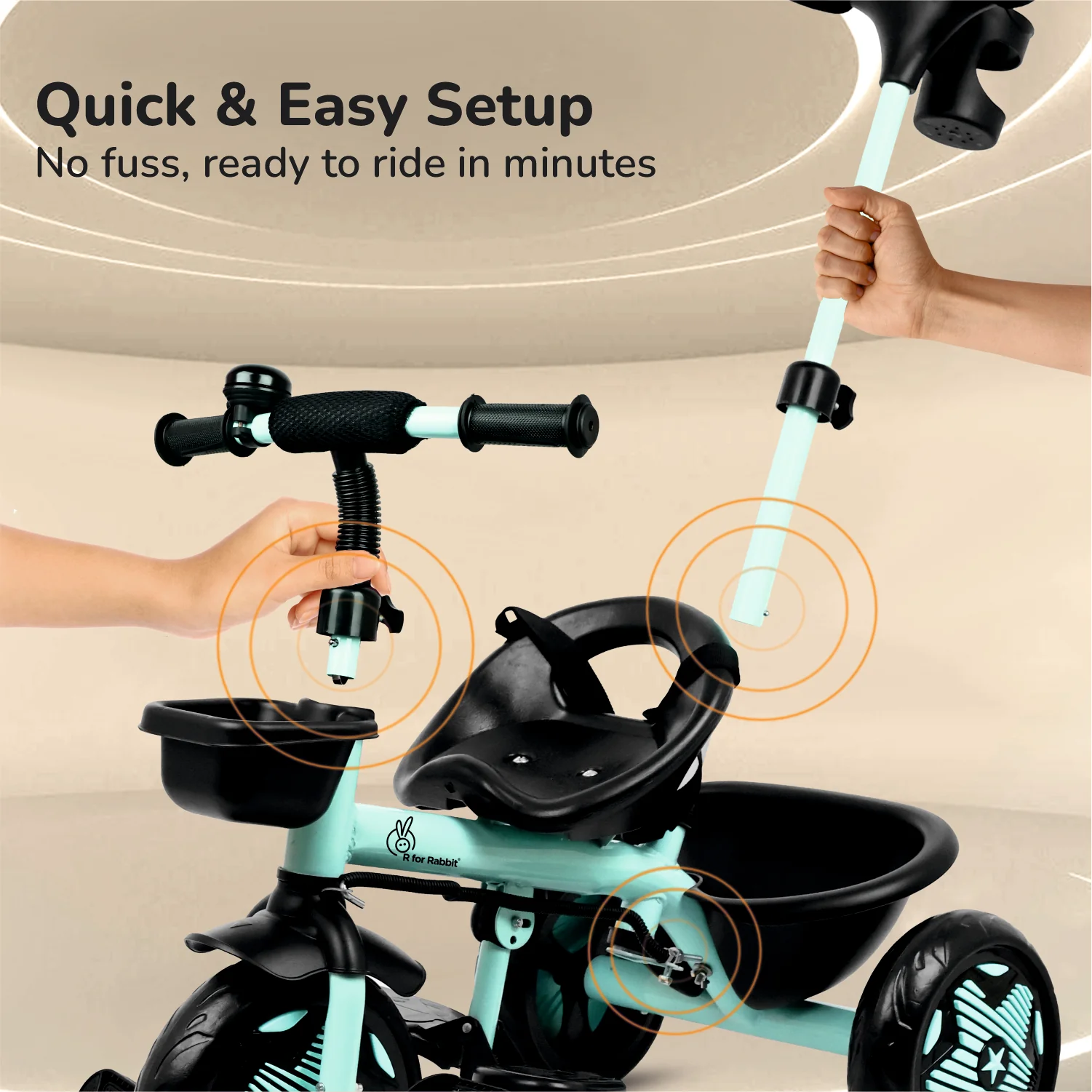 Tiny Toes R20 Ace Baby Tricycle – Smart Plug & Play Trike with Parental Control & EVA Wheels - Image 4
