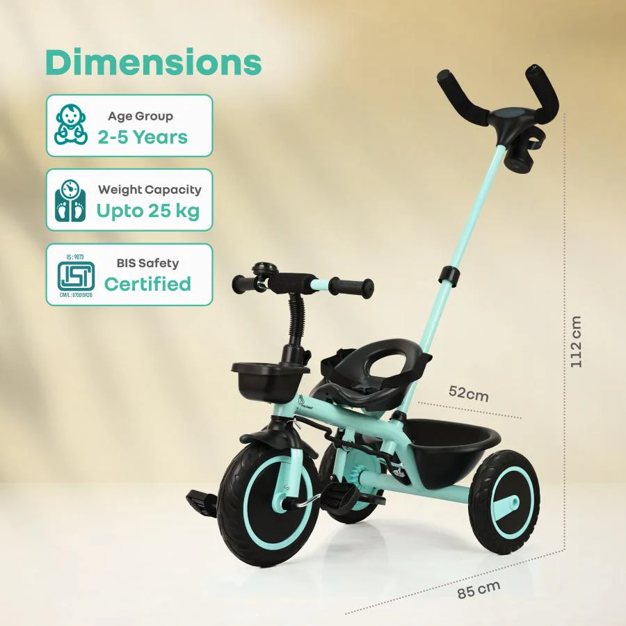 Tiny Toes R20 Plus Tricycle for Kids with Safety Certification, Plug-and-Play Design, Rubber Wheels & Steel Frame - Image 7