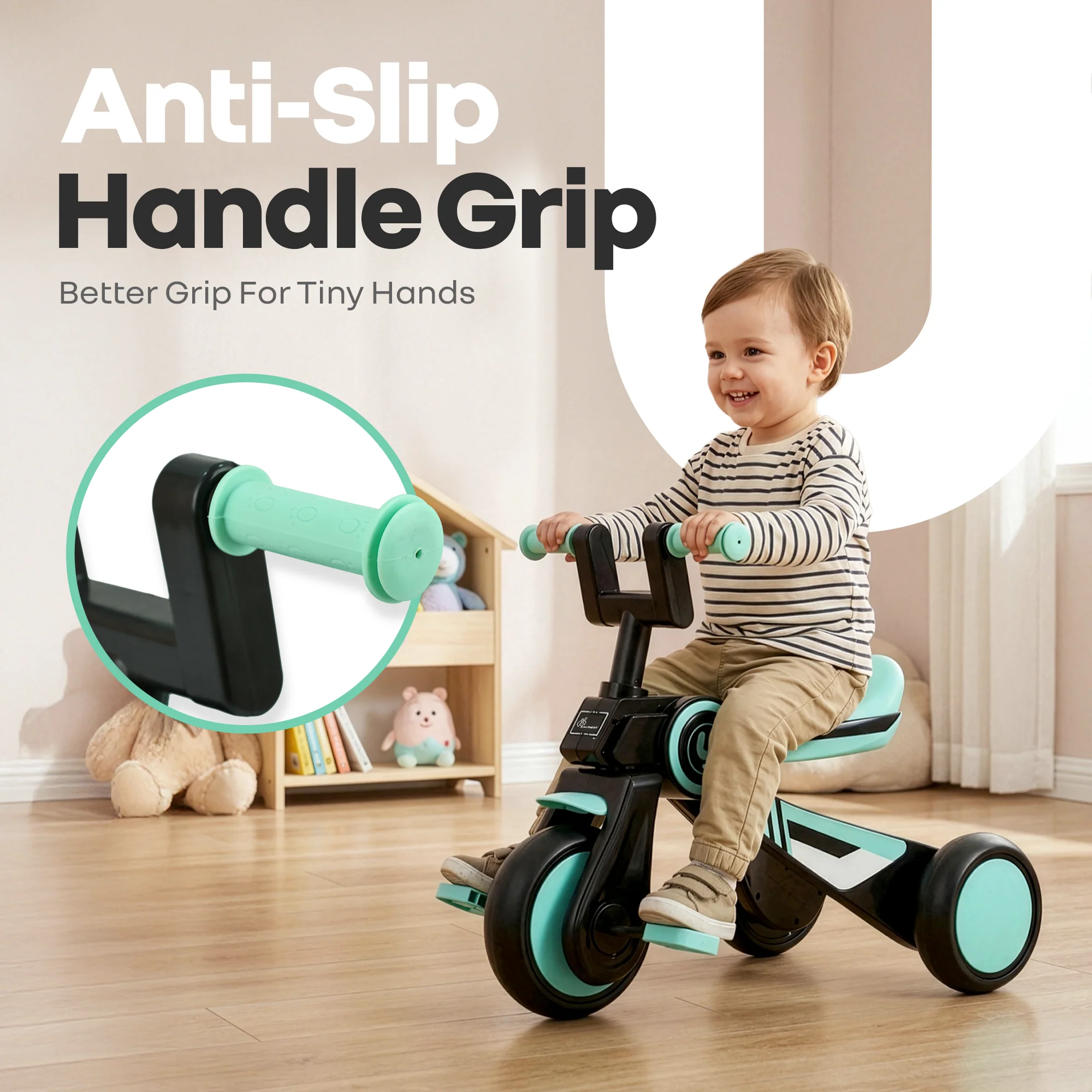Tiny Toes Y Ace Kids Tricycle for 2–5 Years – BIS Certified Baby Tricycle with Sturdy Frame, Anti-Slip Handlebars, Wide Comfortable Seat & Smooth Wheels for Safe & Fun Riding (Upto 25 kg) - Image 14
