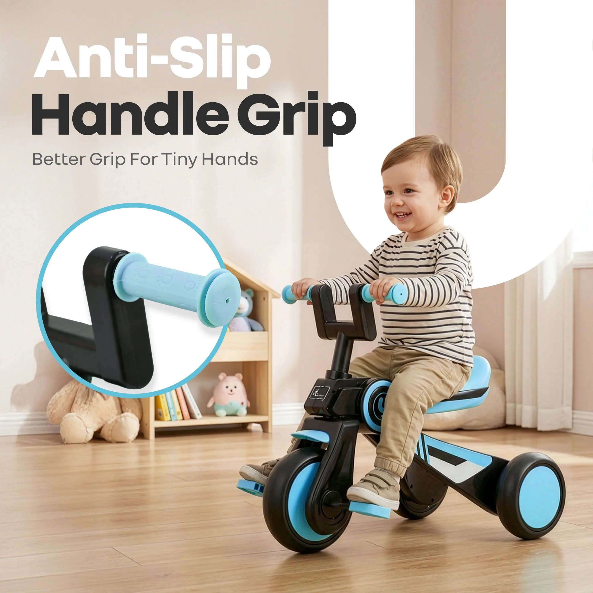 Tiny Toes Y Ace Kids Tricycle for 2–5 Years – BIS Certified Baby Tricycle with Sturdy Frame, Anti-Slip Handlebars, Wide Comfortable Seat & Smooth Wheels for Safe & Fun Riding (Upto 25 kg) - Image 7