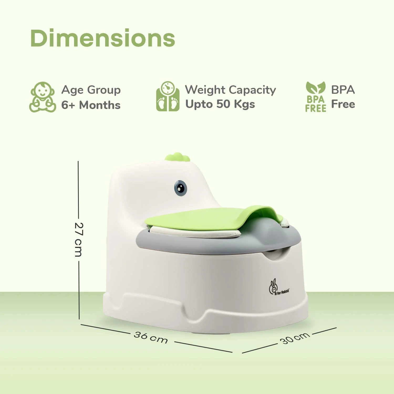 Tiny Tots Dino BPA-Free Potty Training Toilet Seat For Baby With Cushion - White Green - Image 8