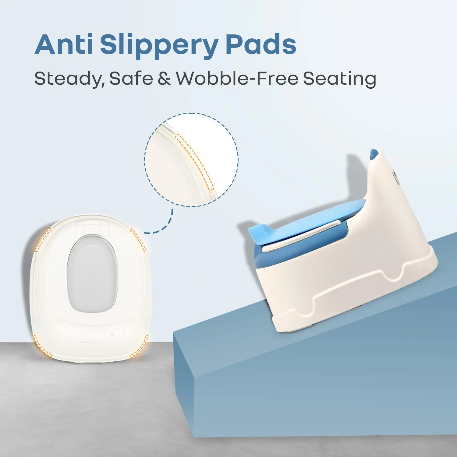 Tiny Tots Dino BPA-Free Potty Training Toilet Seat For Baby With Cushion - White Blue - Image 5