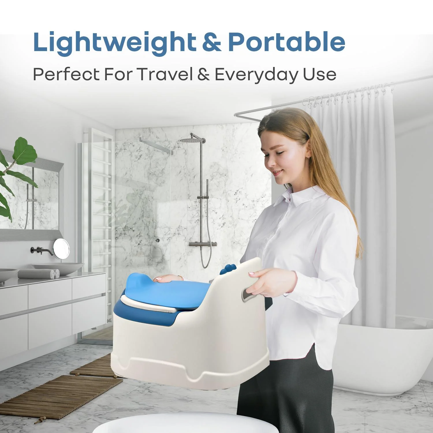Tiny Tots Dino BPA-Free Potty Training Toilet Seat For Baby With Cushion - White Blue - Image 6