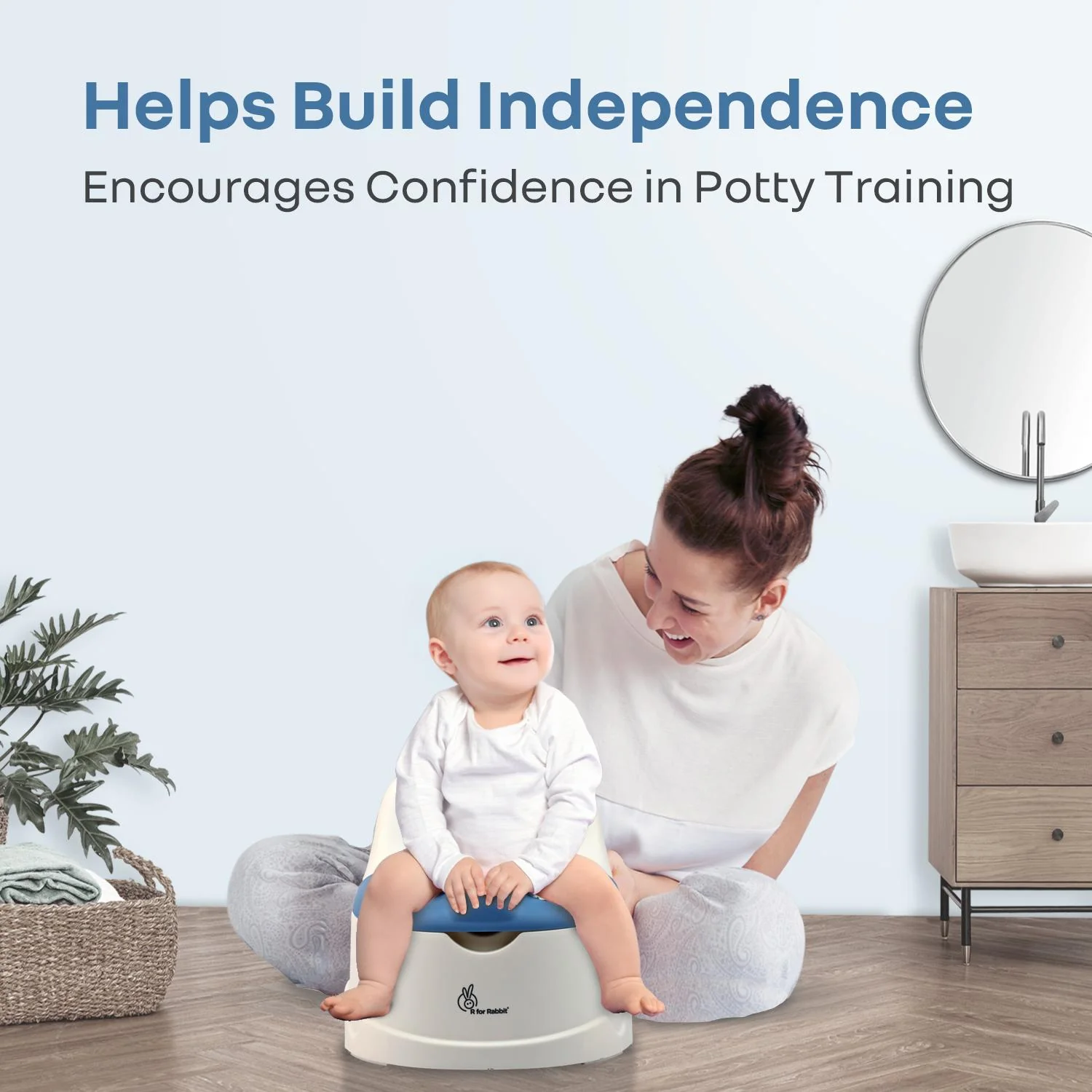 Tiny Tots Dino BPA-Free Potty Training Toilet Seat For Baby With Cushion - White Blue - Image 7