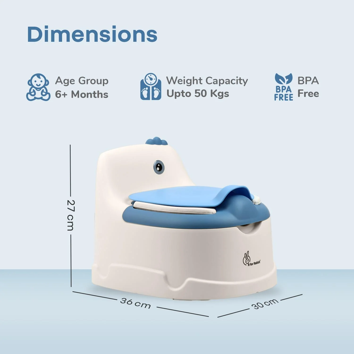 Tiny Tots Dino BPA-Free Potty Training Toilet Seat For Baby With Cushion - White Blue - Image 8