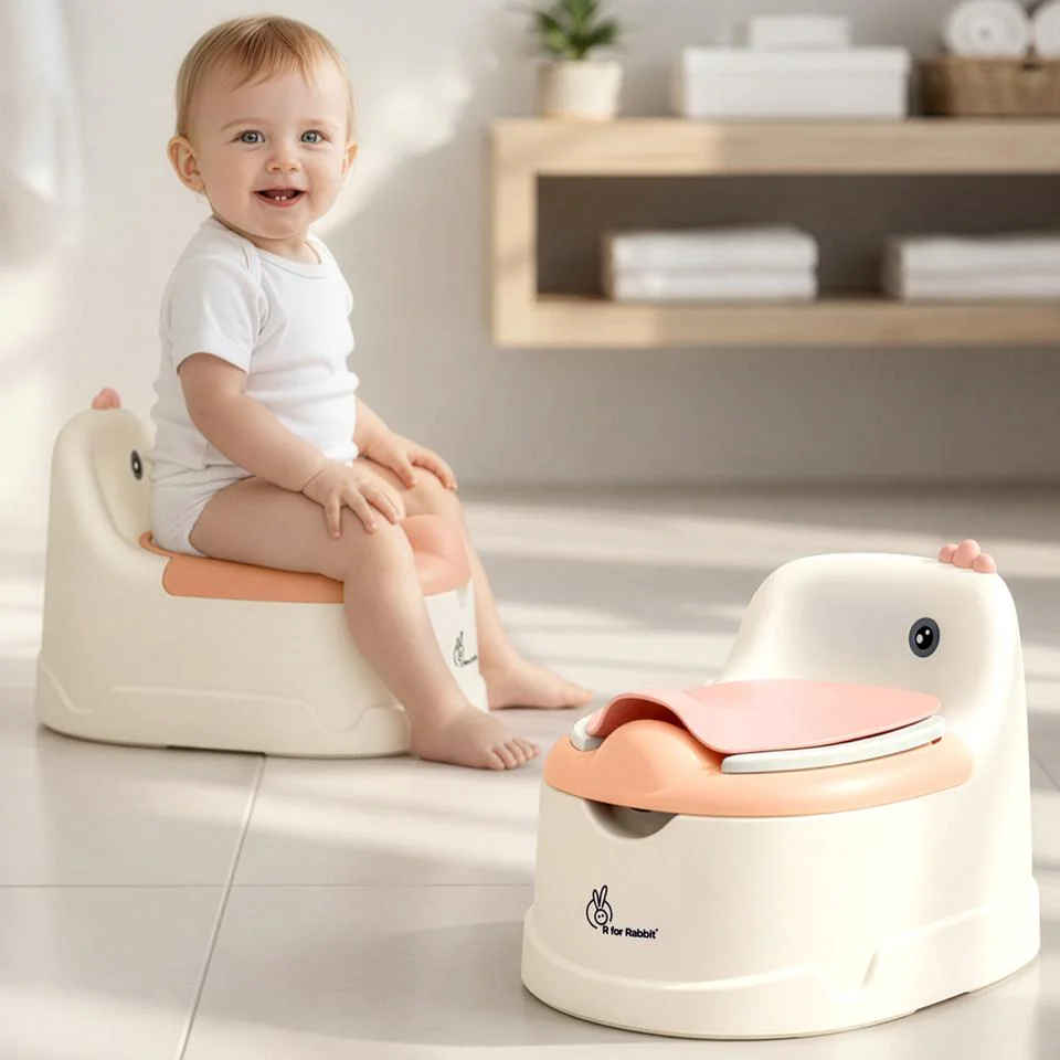 Tiny Tots Dino BPA-Free Potty Training Toilet Seat For Baby With Cushion - White Pink