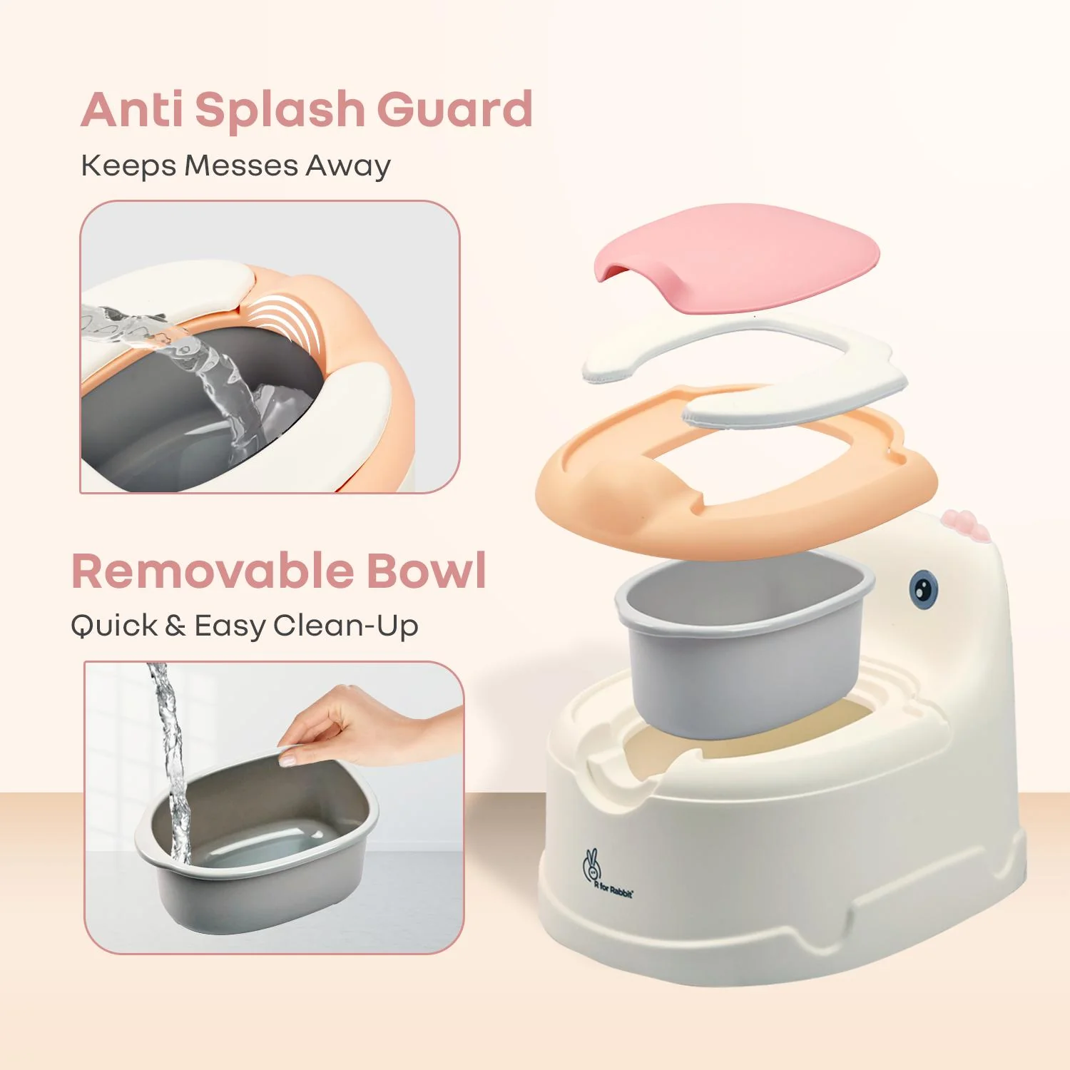 Tiny Tots Dino BPA-Free Potty Training Toilet Seat For Baby With Cushion - White Pink - Image 2