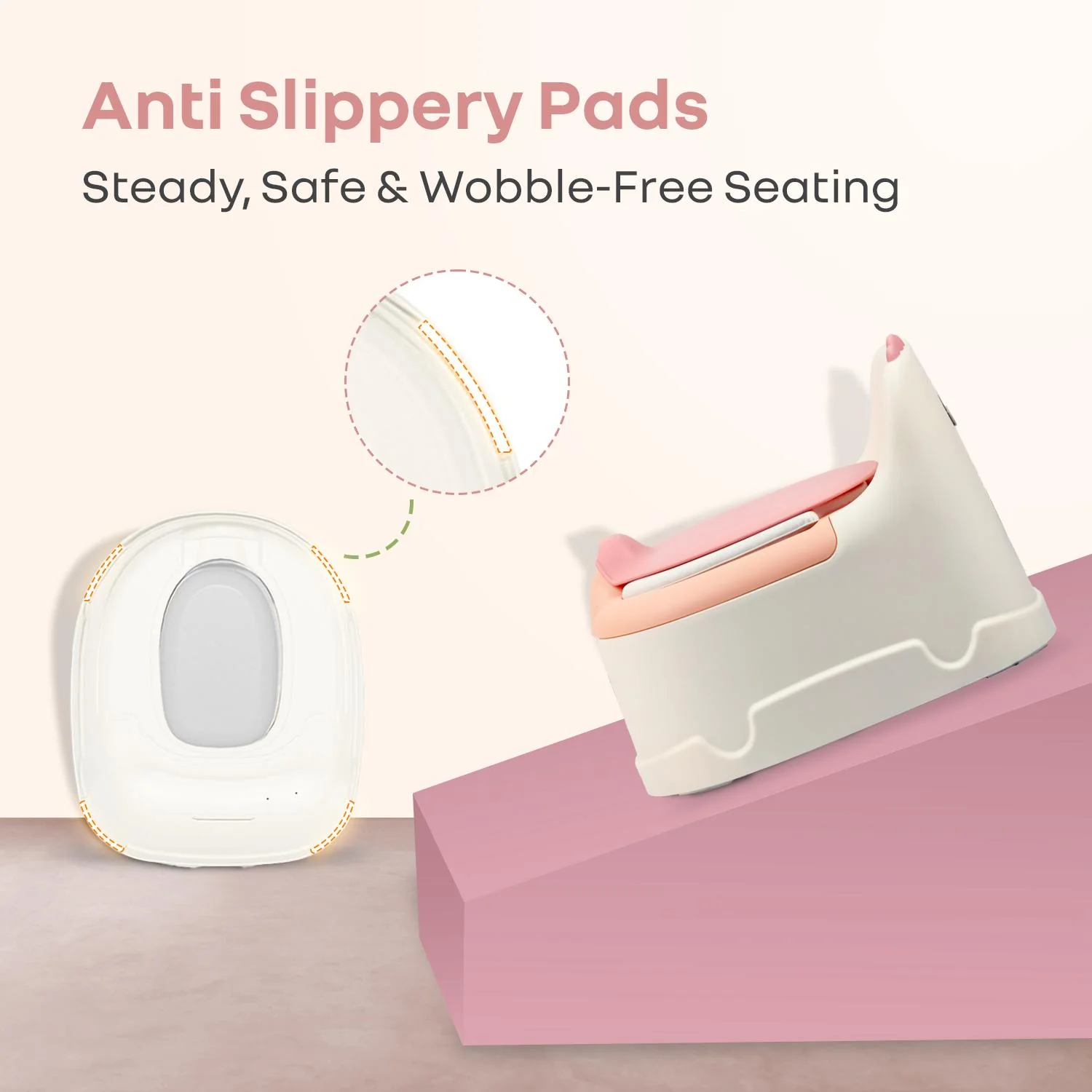 Tiny Tots Dino BPA-Free Potty Training Toilet Seat For Baby With Cushion - White Pink - Image 5